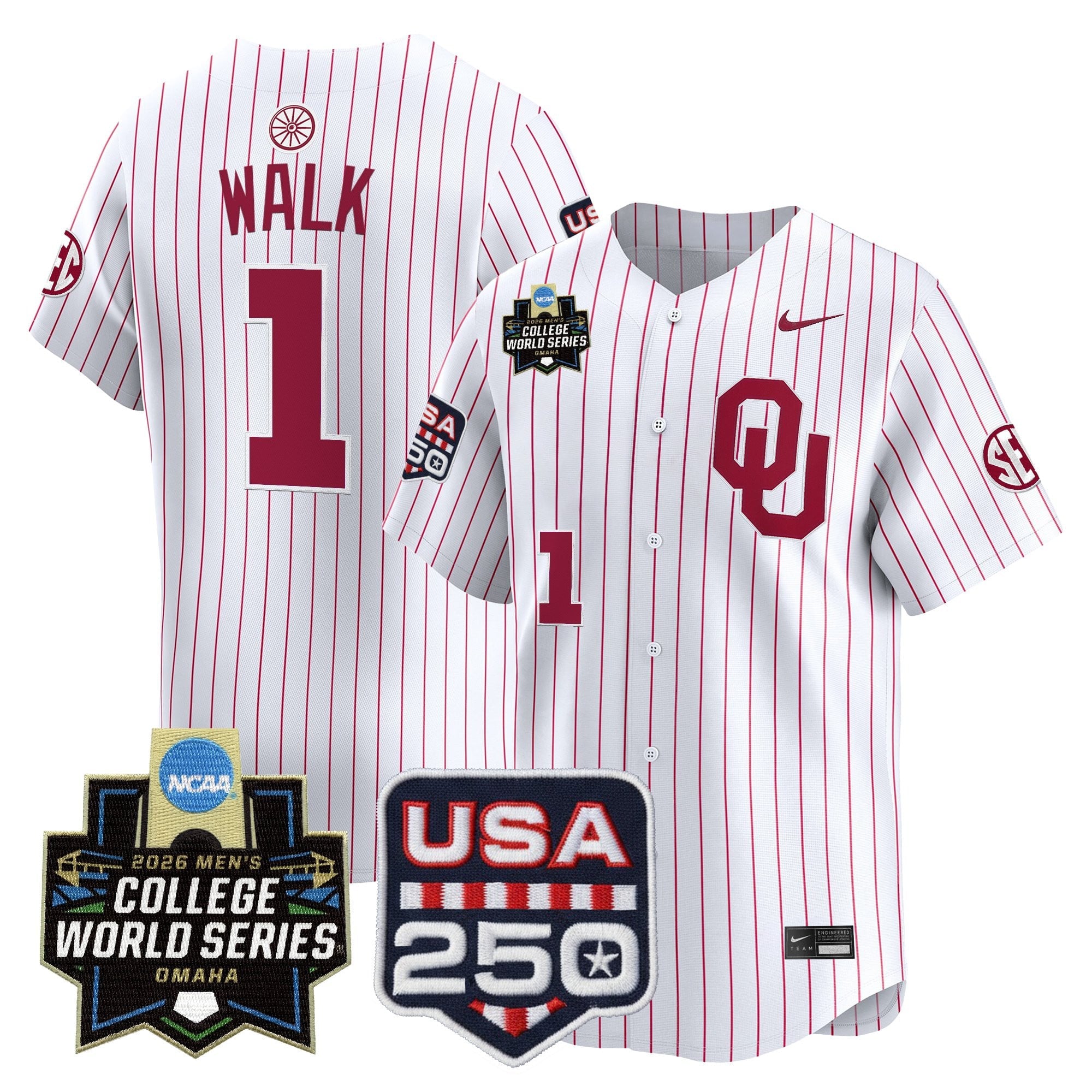 Men's Oklahoma Sooners 2026 World Series Vapor Premier Limited Jersey - 250 America Patch - All Stitched