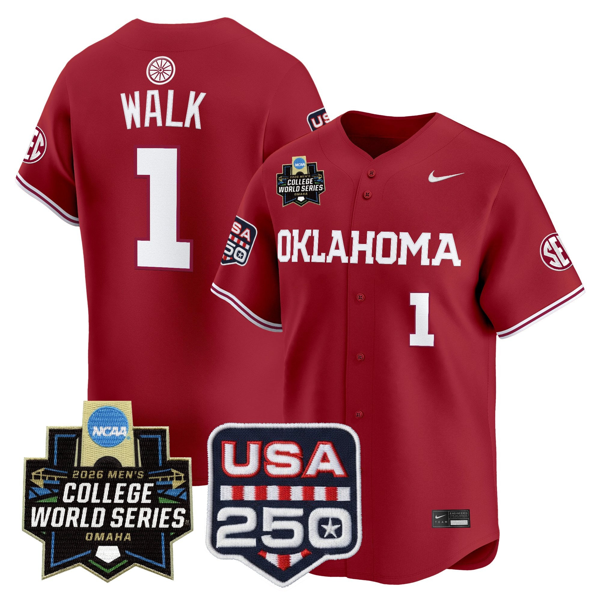 Men's Oklahoma Sooners 2026 World Series Vapor Premier Limited Jersey - 250 America Patch - All Stitched