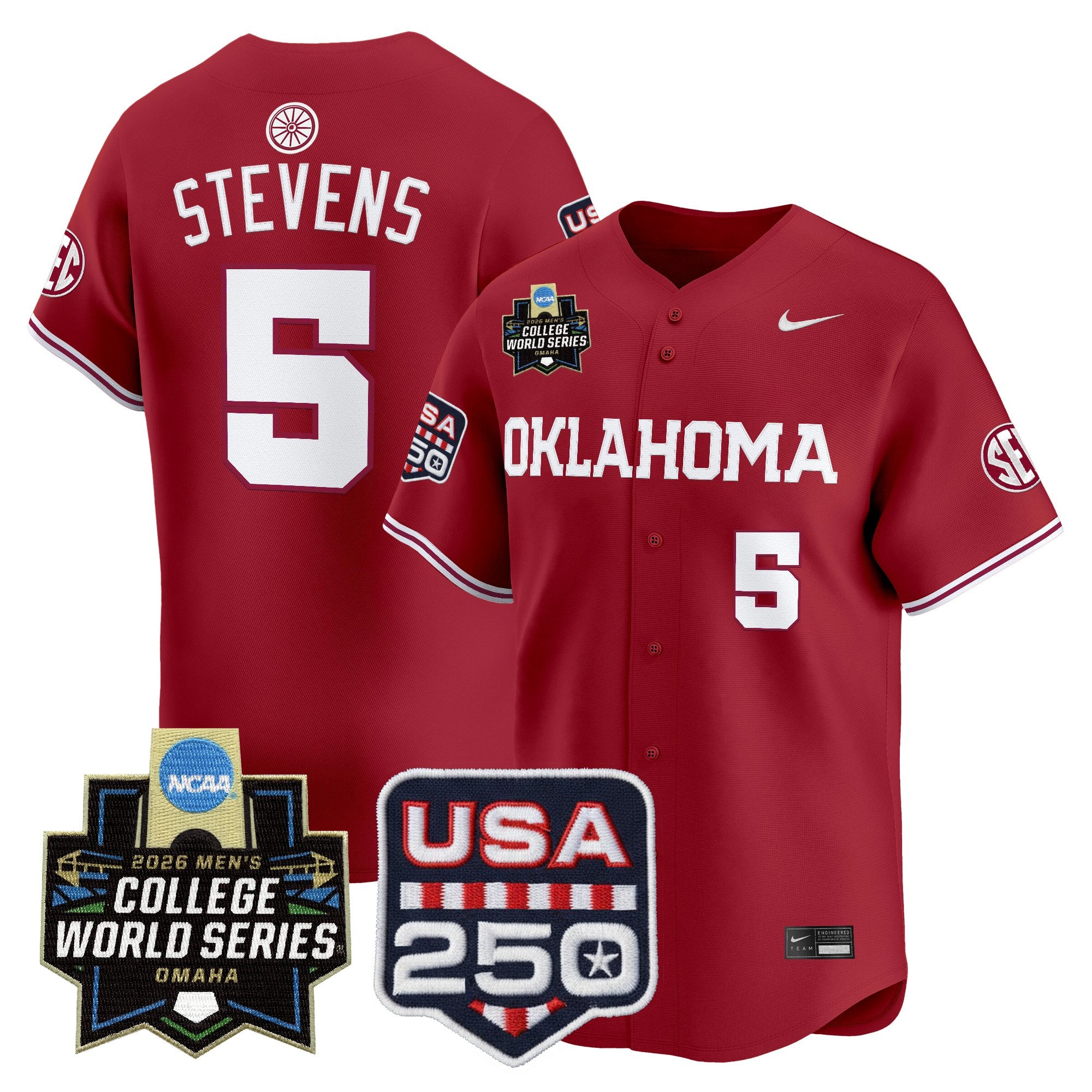 Men's Oklahoma Sooners 2026 World Series Vapor Premier Limited Jersey - 250 America Patch - All Stitched