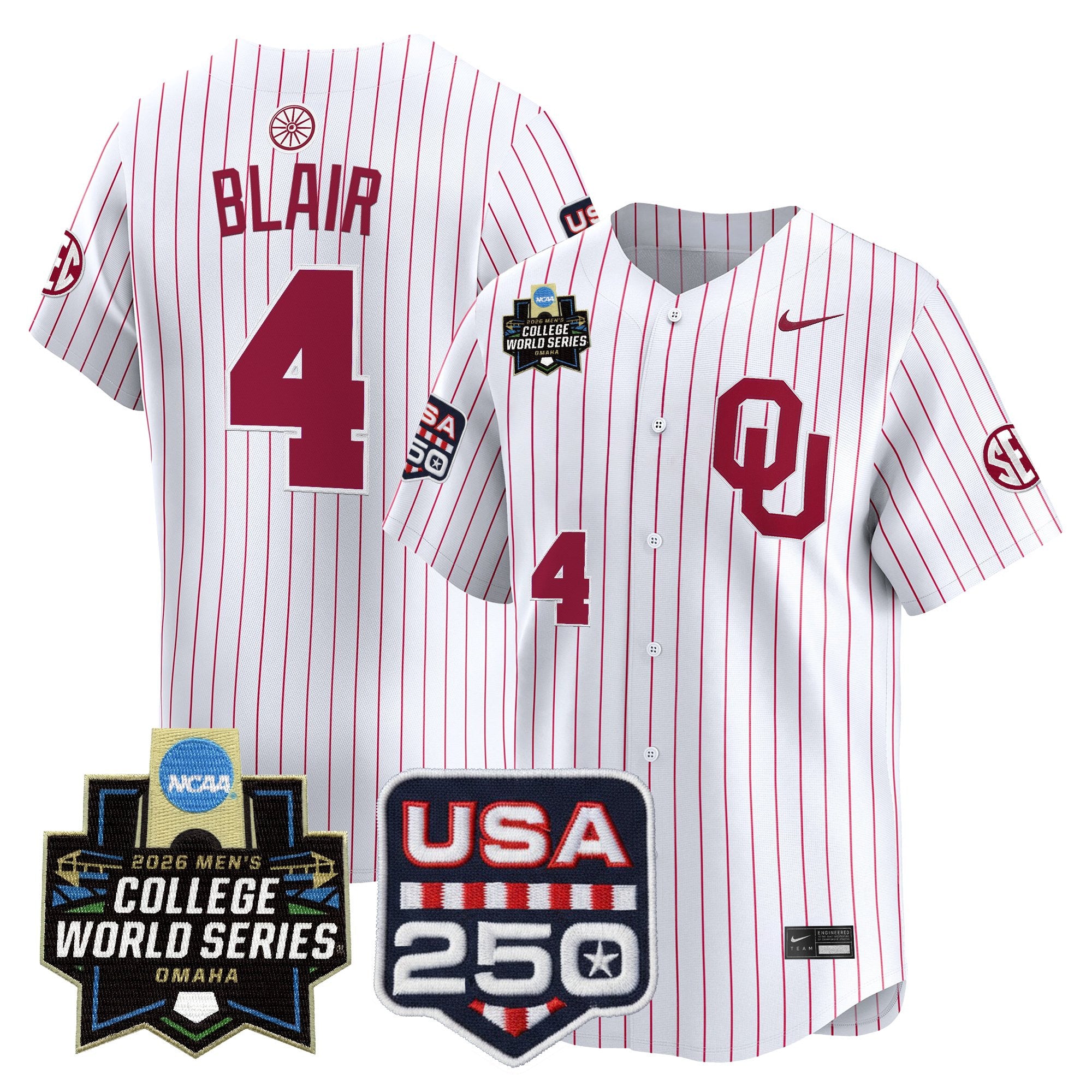 Men's Oklahoma Sooners 2026 World Series Vapor Premier Limited Jersey - 250 America Patch - All Stitched