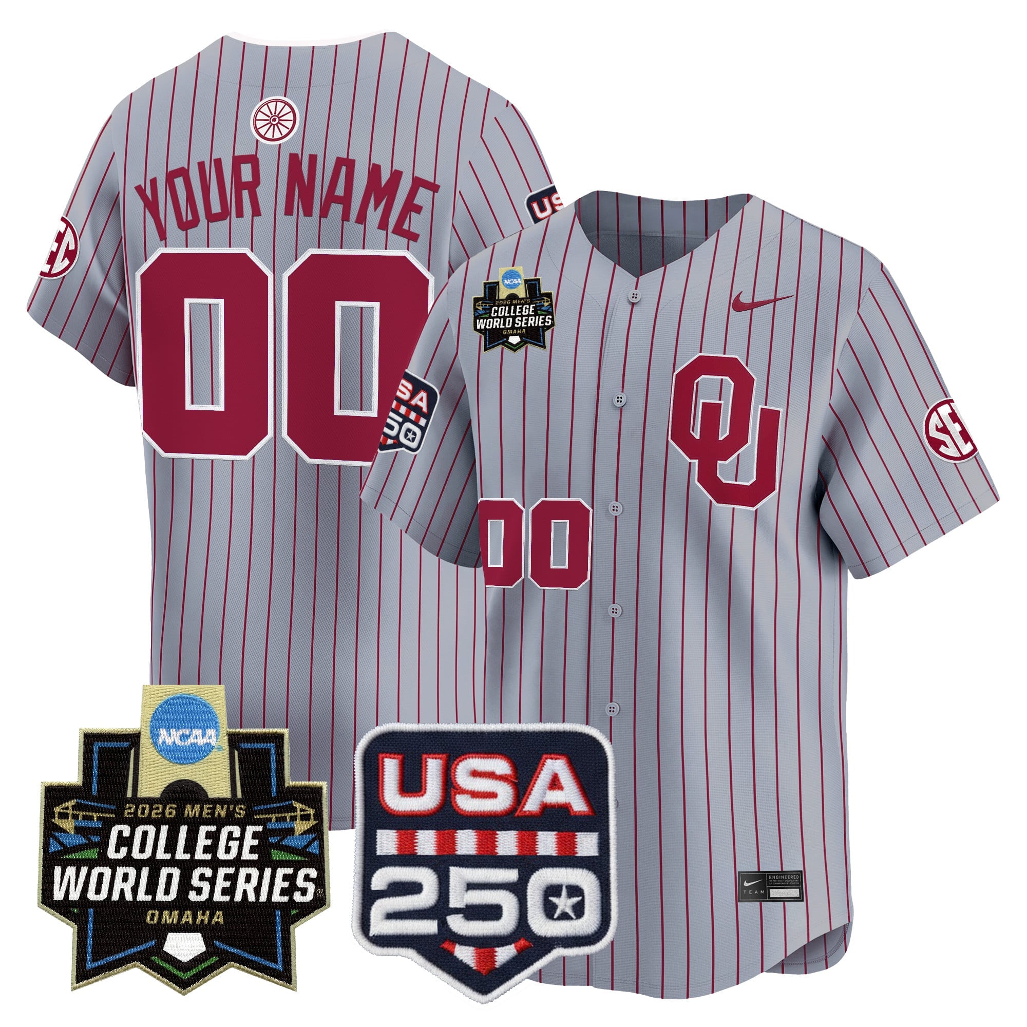 Oklahoma Sooners 2026 World Series Vapor Premier Limited Custom Jersey - 250 America Patch - All Stitched