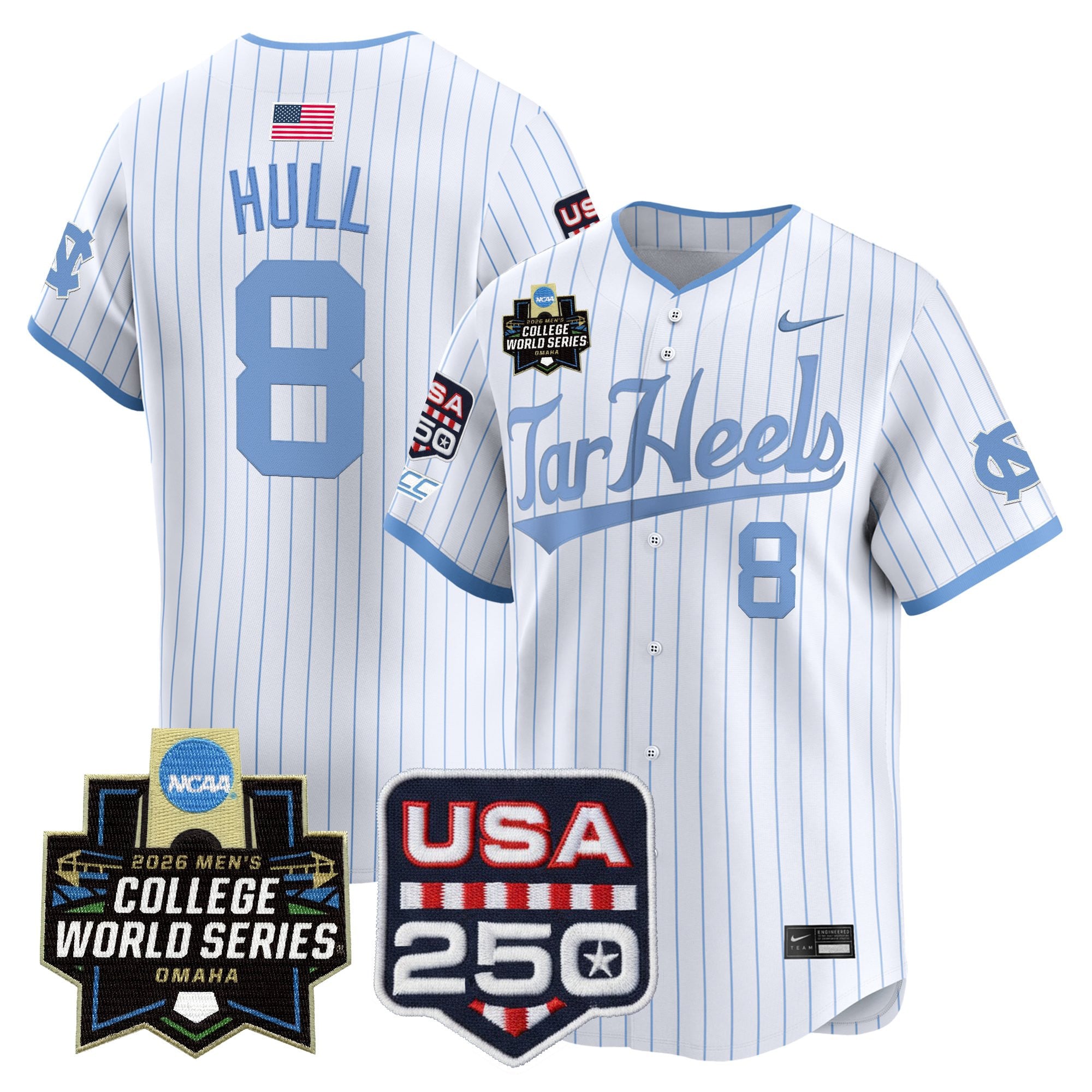 Men's North Carolina Tar Heels 2026 World Series Vapor Premier Limited Jersey - 250 America Patch - All Stitched
