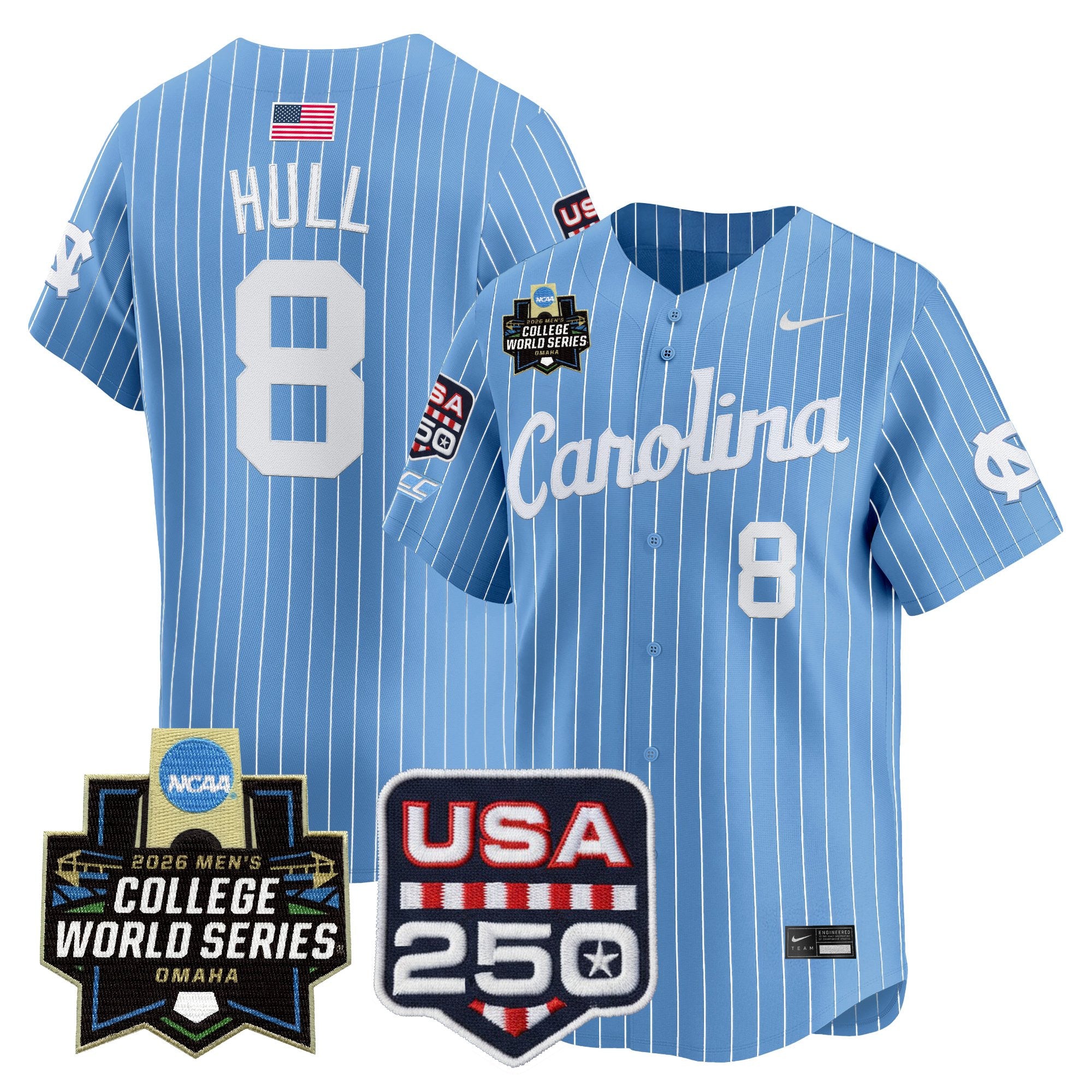 Men's North Carolina Tar Heels 2026 World Series Vapor Premier Limited Jersey - 250 America Patch - All Stitched
