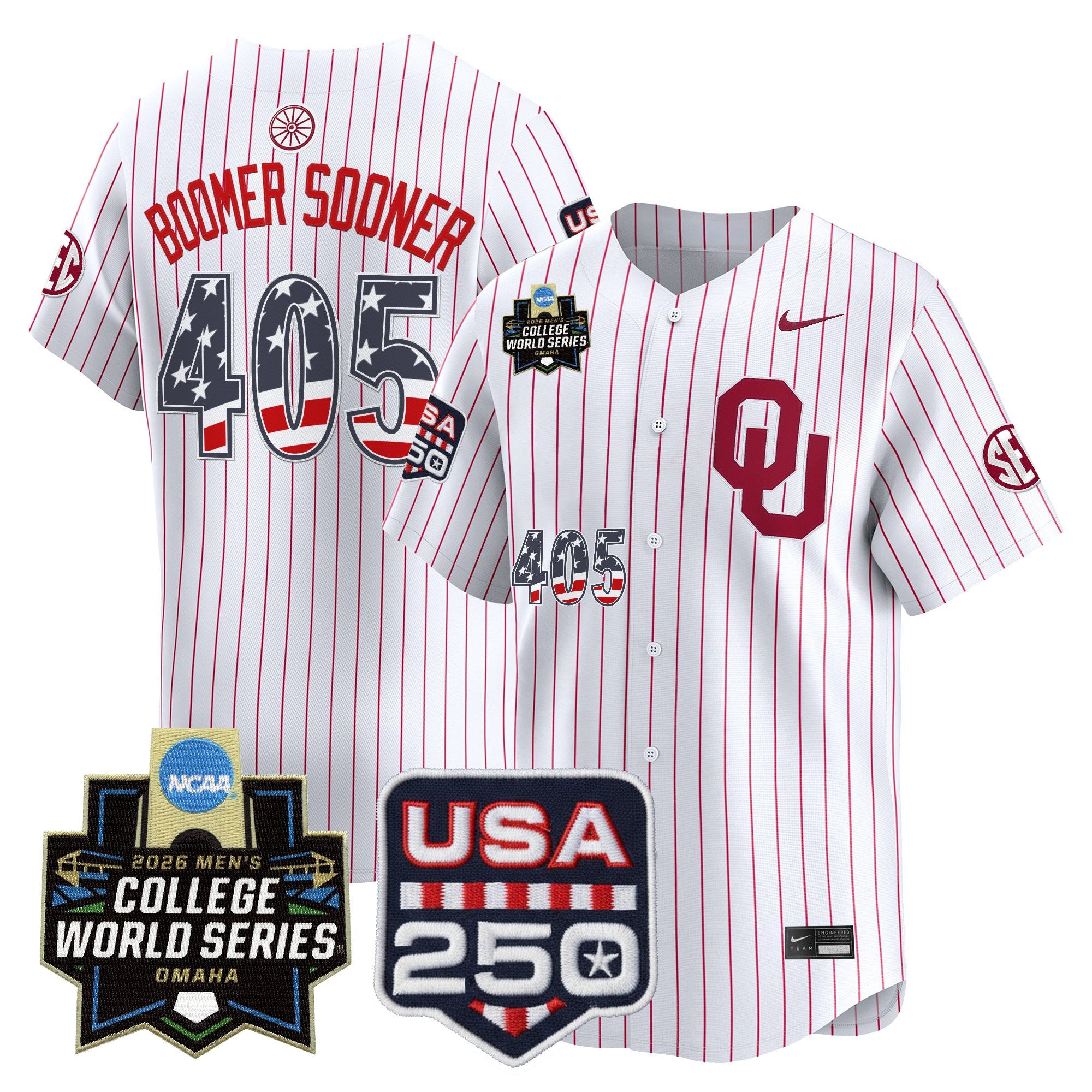 Men's Oklahoma Sooners USA 250 Fourth of July Vapor Premier Limited Jersey - 2026 World Series Patch - All Stitched