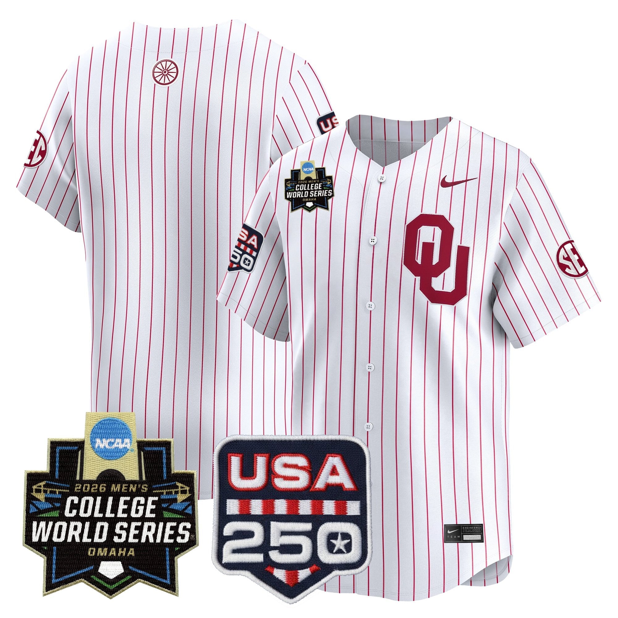 Men's Oklahoma Sooners USA 250 Fourth of July Vapor Premier Limited Jersey - 2026 World Series Patch - All Stitched