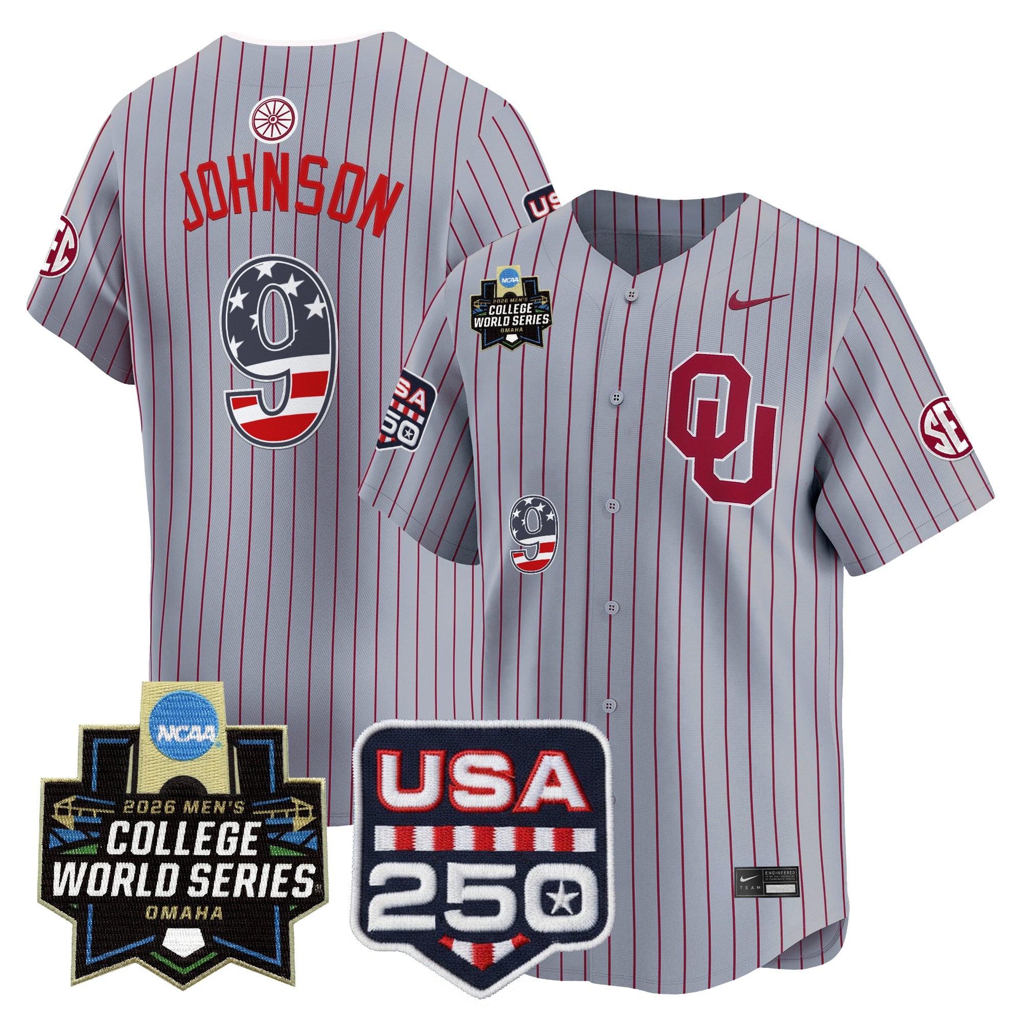 Men's Oklahoma Sooners USA 250 Fourth of July Vapor Premier Limited Jersey - 2026 World Series Patch - All Stitched