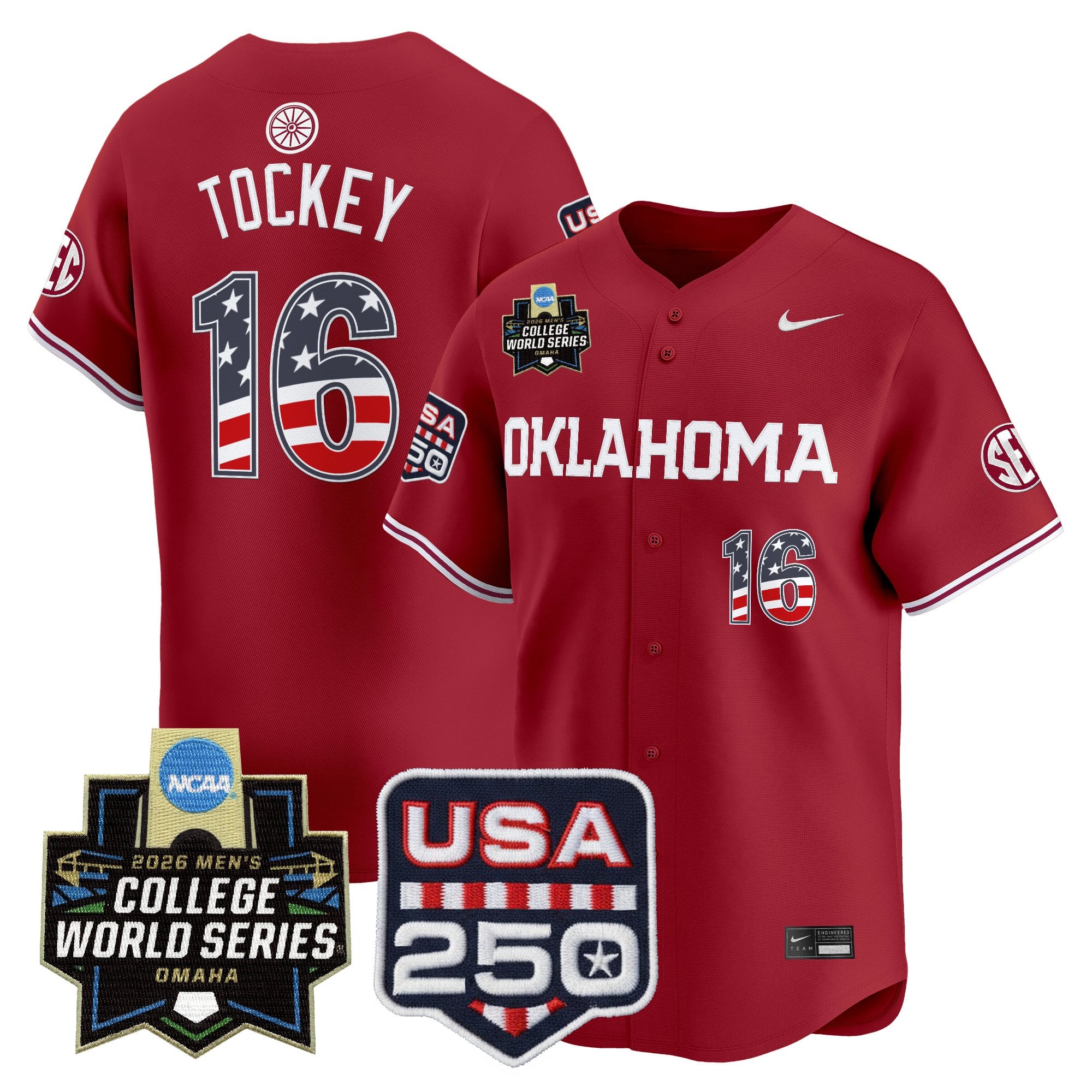 Men's Oklahoma Sooners USA 250 Fourth of July Vapor Premier Limited Jersey - 2026 World Series Patch - All Stitched