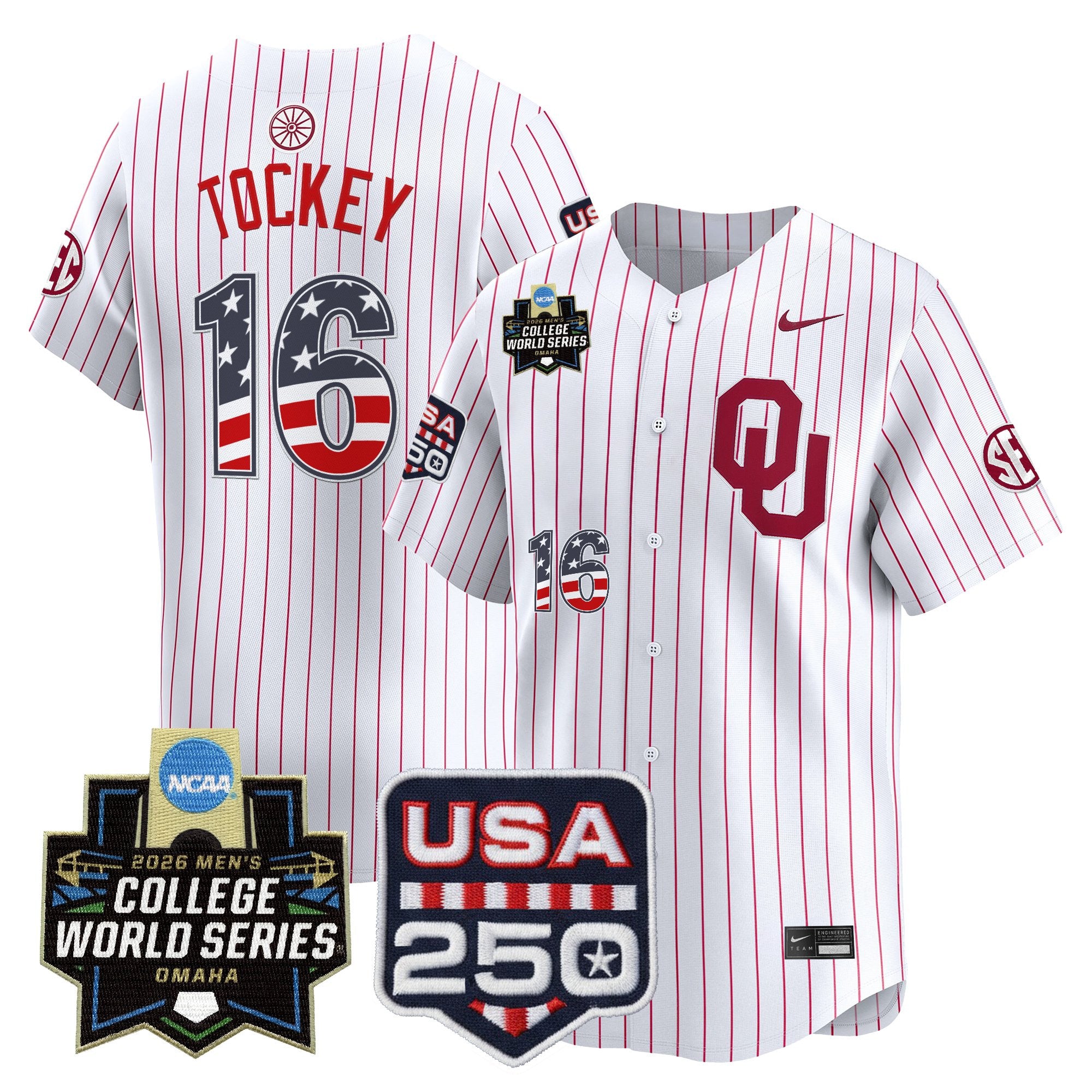 Men's Oklahoma Sooners USA 250 Fourth of July Vapor Premier Limited Jersey - 2026 World Series Patch - All Stitched