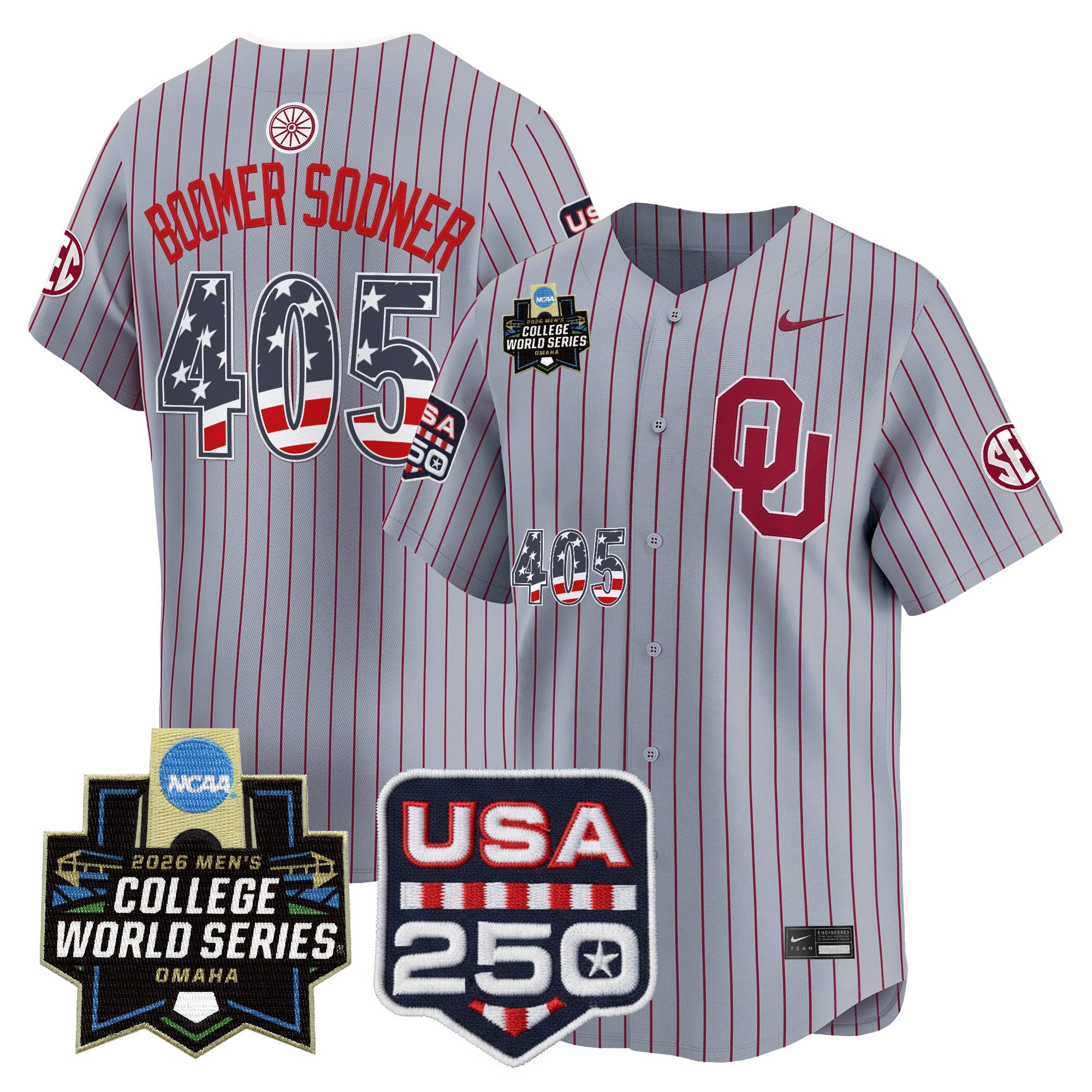 Men's Oklahoma Sooners USA 250 Fourth of July Vapor Premier Limited Jersey - 2026 World Series Patch - All Stitched