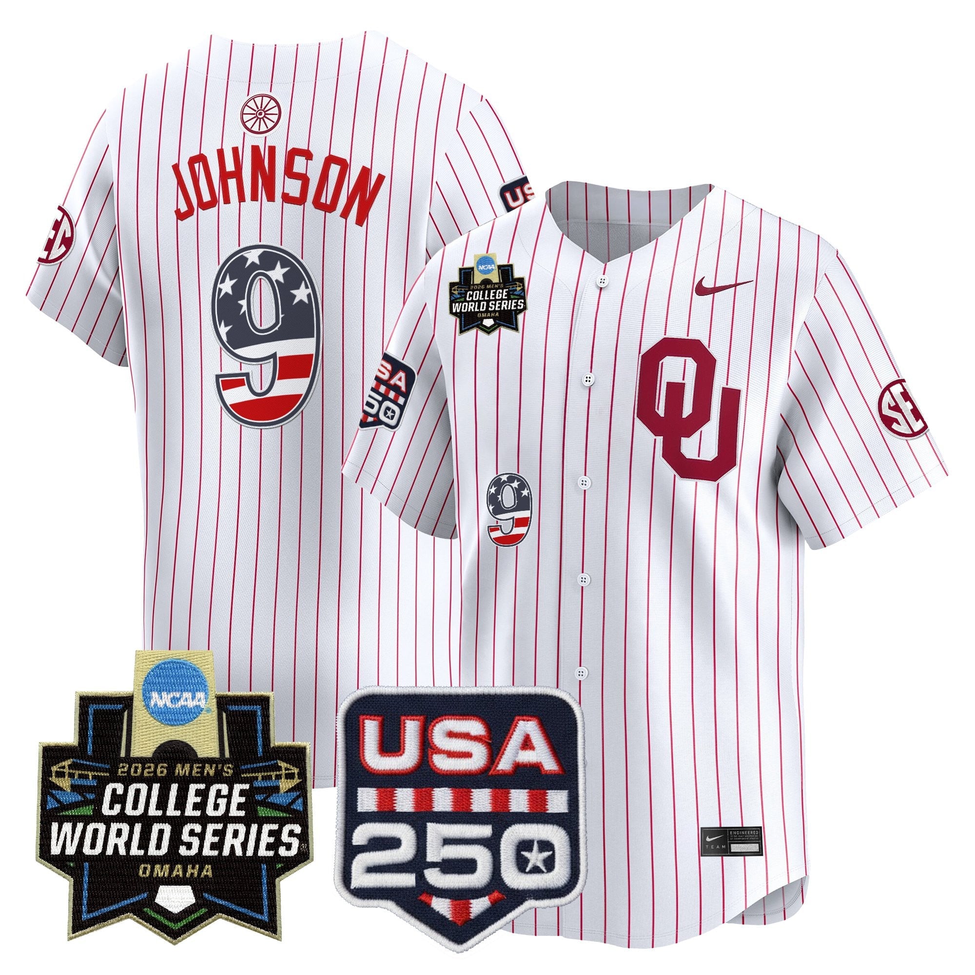 Men's Oklahoma Sooners USA 250 Fourth of July Vapor Premier Limited Jersey - 2026 World Series Patch - All Stitched