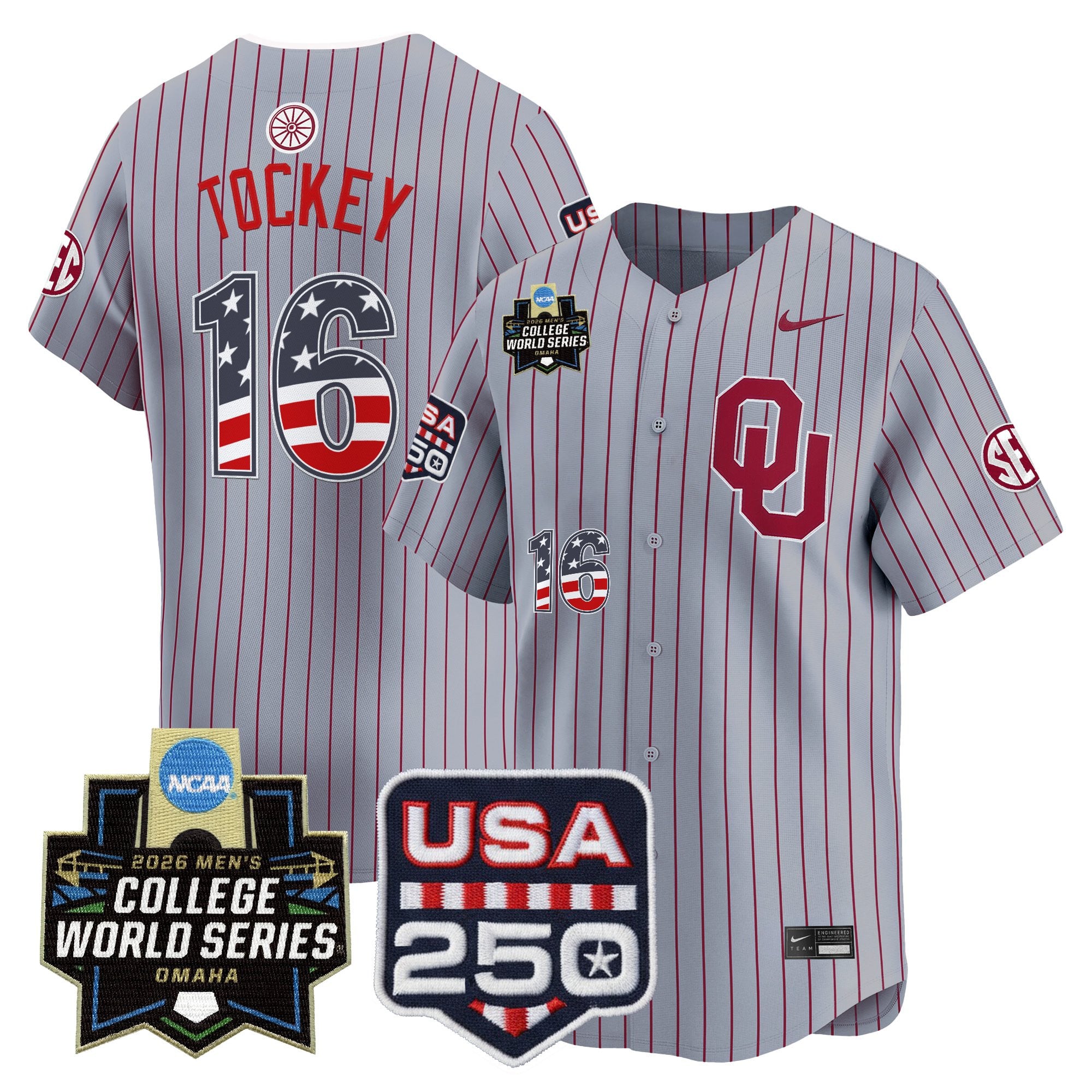 Men's Oklahoma Sooners USA 250 Fourth of July Vapor Premier Limited Jersey - 2026 World Series Patch - All Stitched