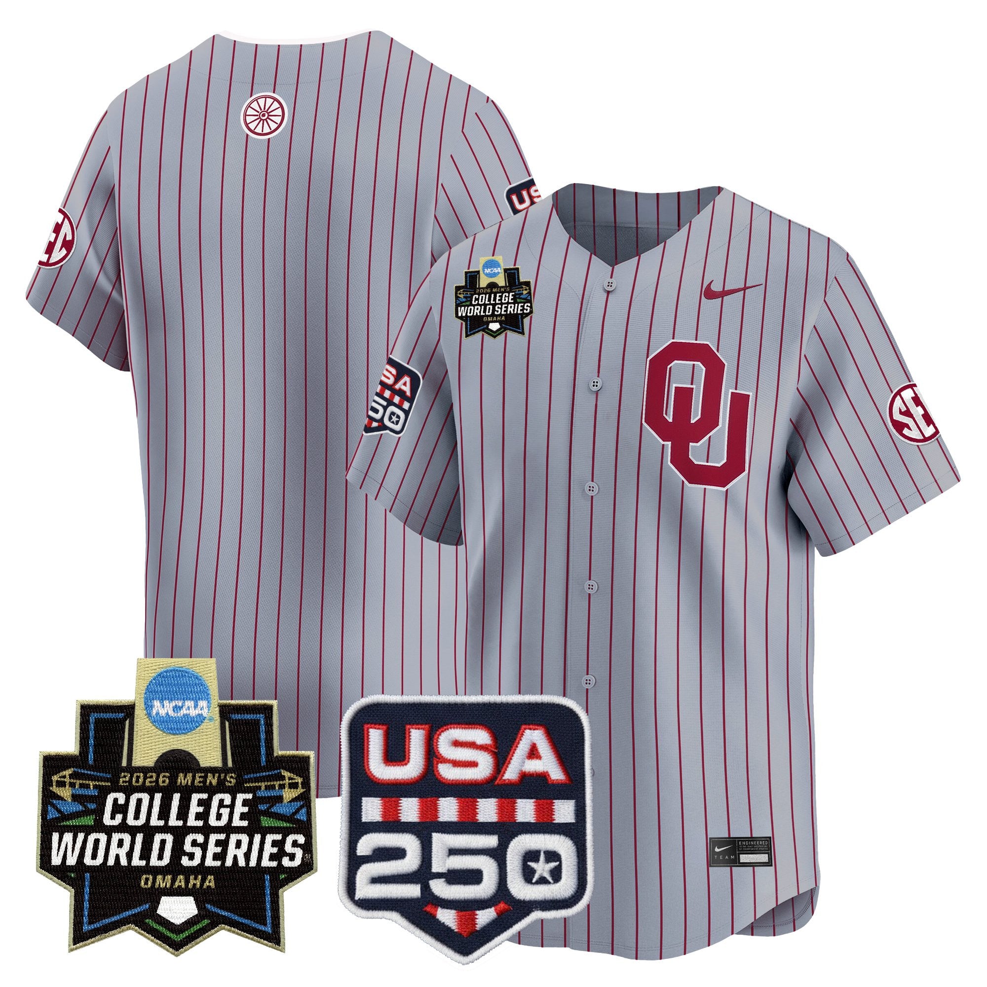Men's Oklahoma Sooners USA 250 Fourth of July Vapor Premier Limited Jersey - 2026 World Series Patch - All Stitched