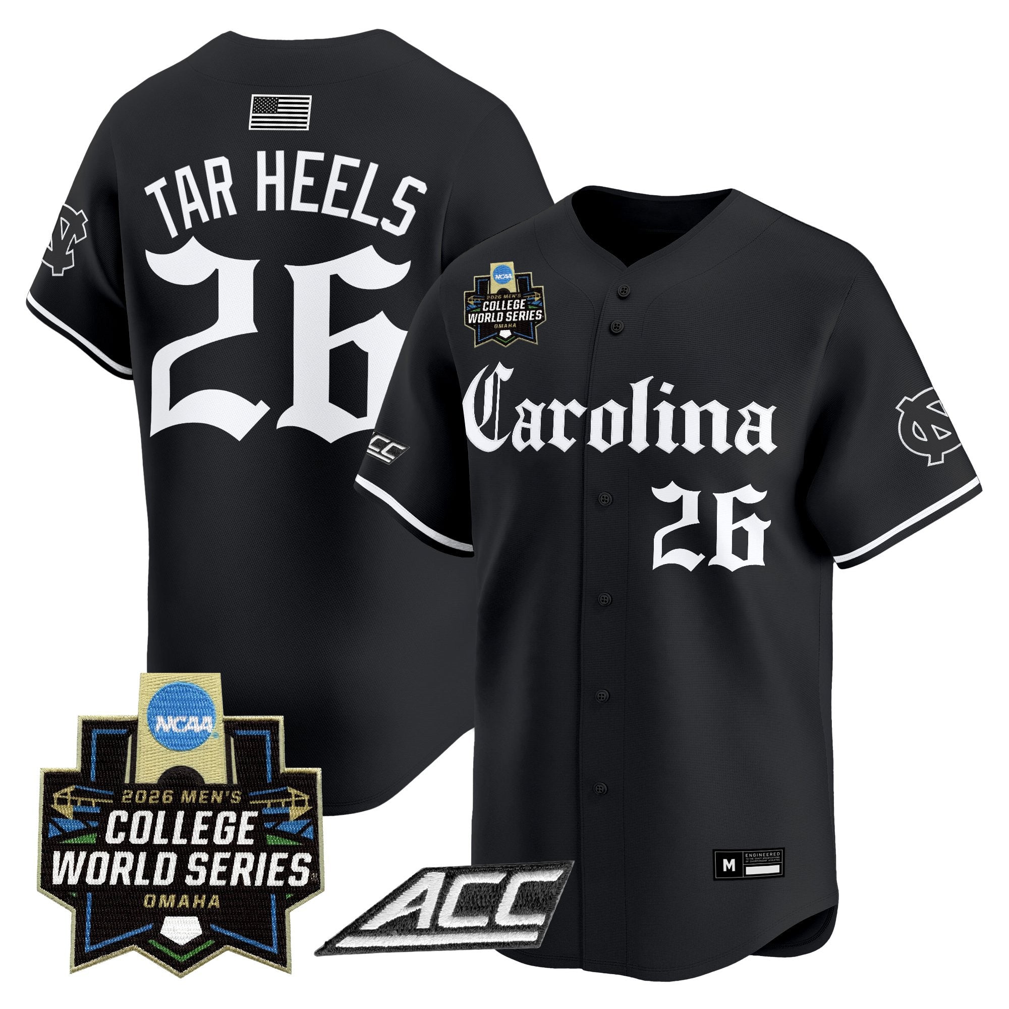 Men's North Carolina Tar Heels 2026 World Series Vapor Premier Limited Jersey - Gothic Edition - All Stitched