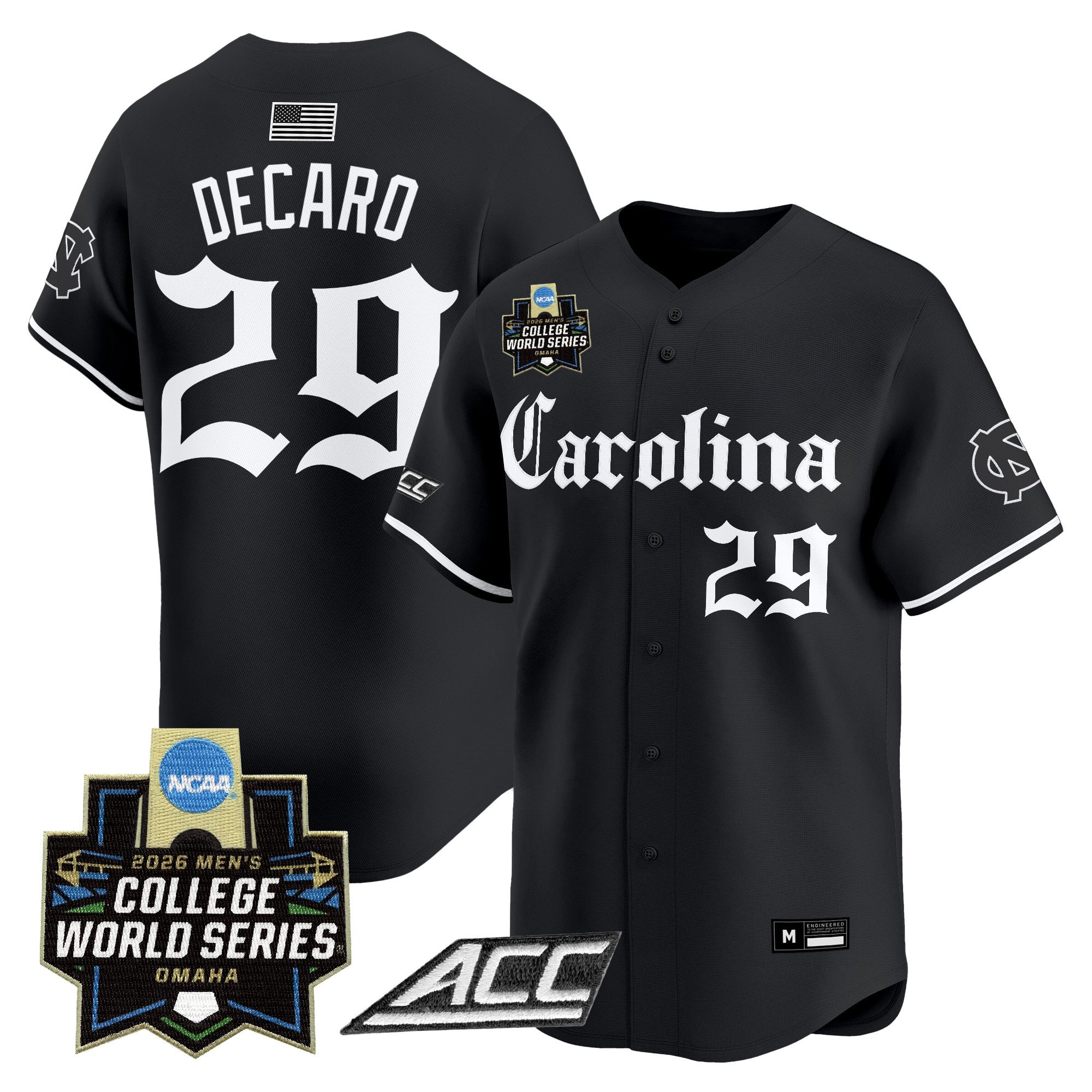 Men's North Carolina Tar Heels 2026 World Series Vapor Premier Limited Jersey - Gothic Edition - All Stitched