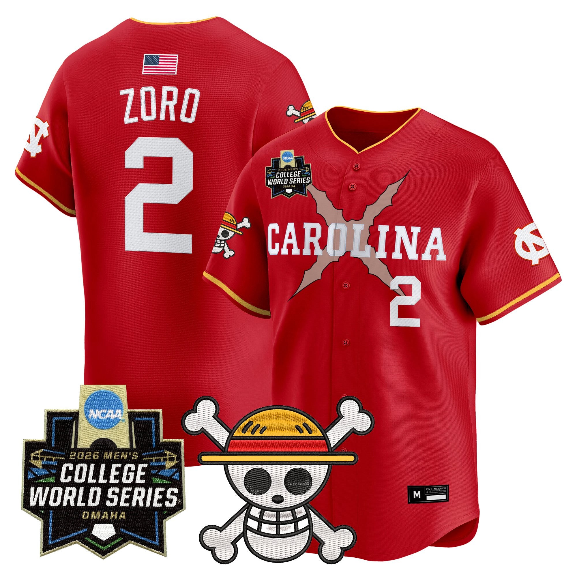 Men's North Carolina Tar Heels 2026 World Series x One Piece Vapor Premier Limited Jersey - All Stitched