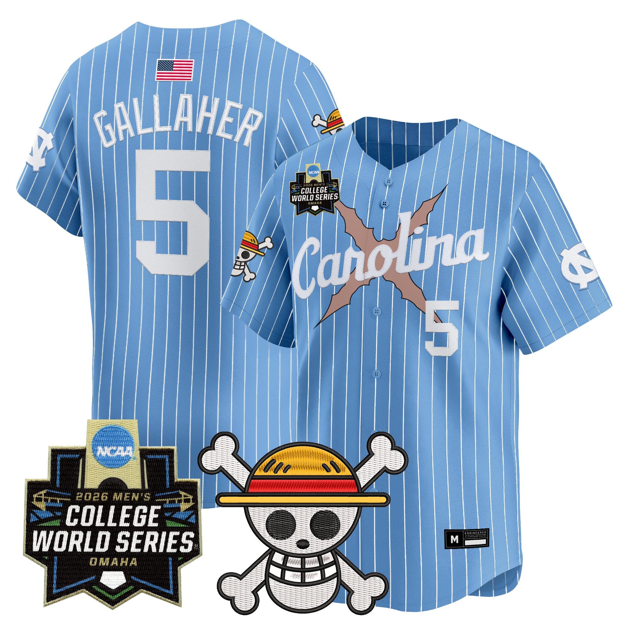 Men's North Carolina Tar Heels 2026 World Series x One Piece Vapor Premier Limited Jersey - All Stitched