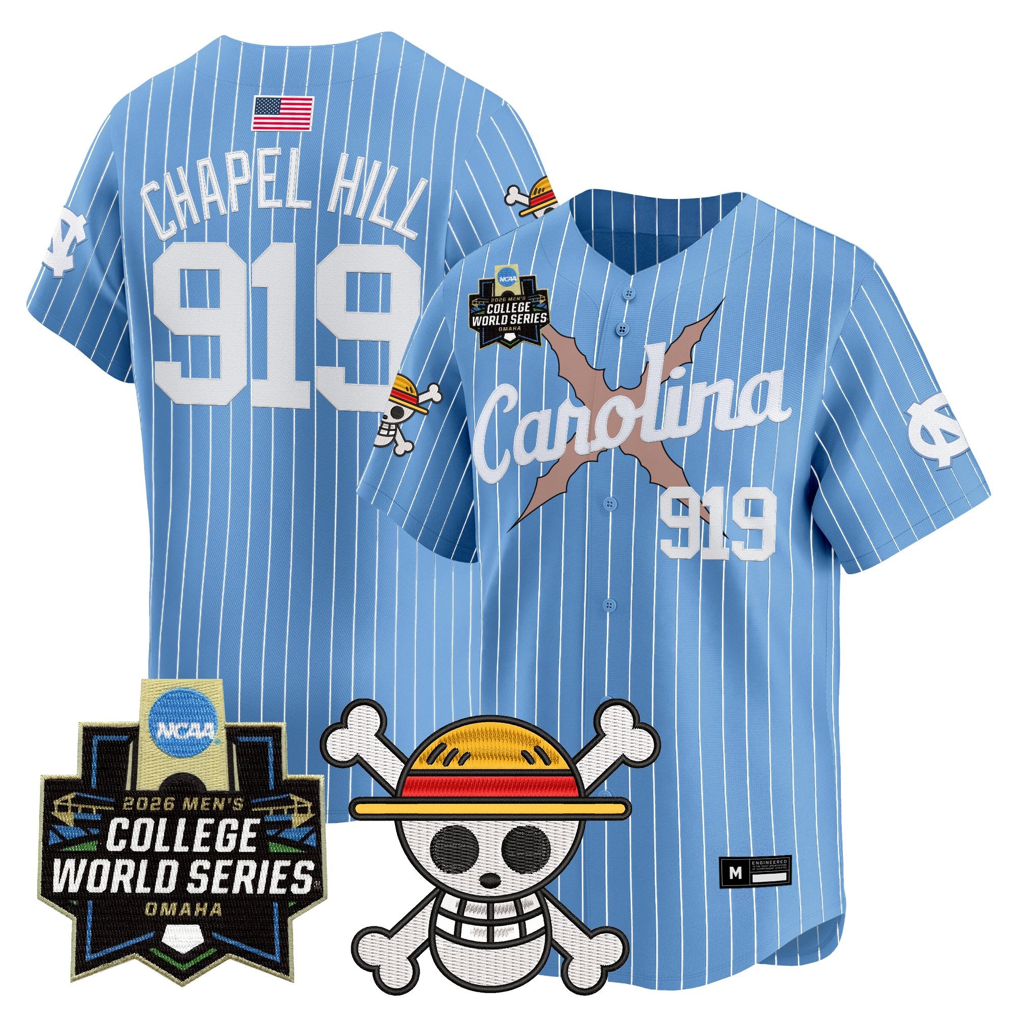 Men's North Carolina Tar Heels 2026 World Series x One Piece Vapor Premier Limited Jersey - All Stitched