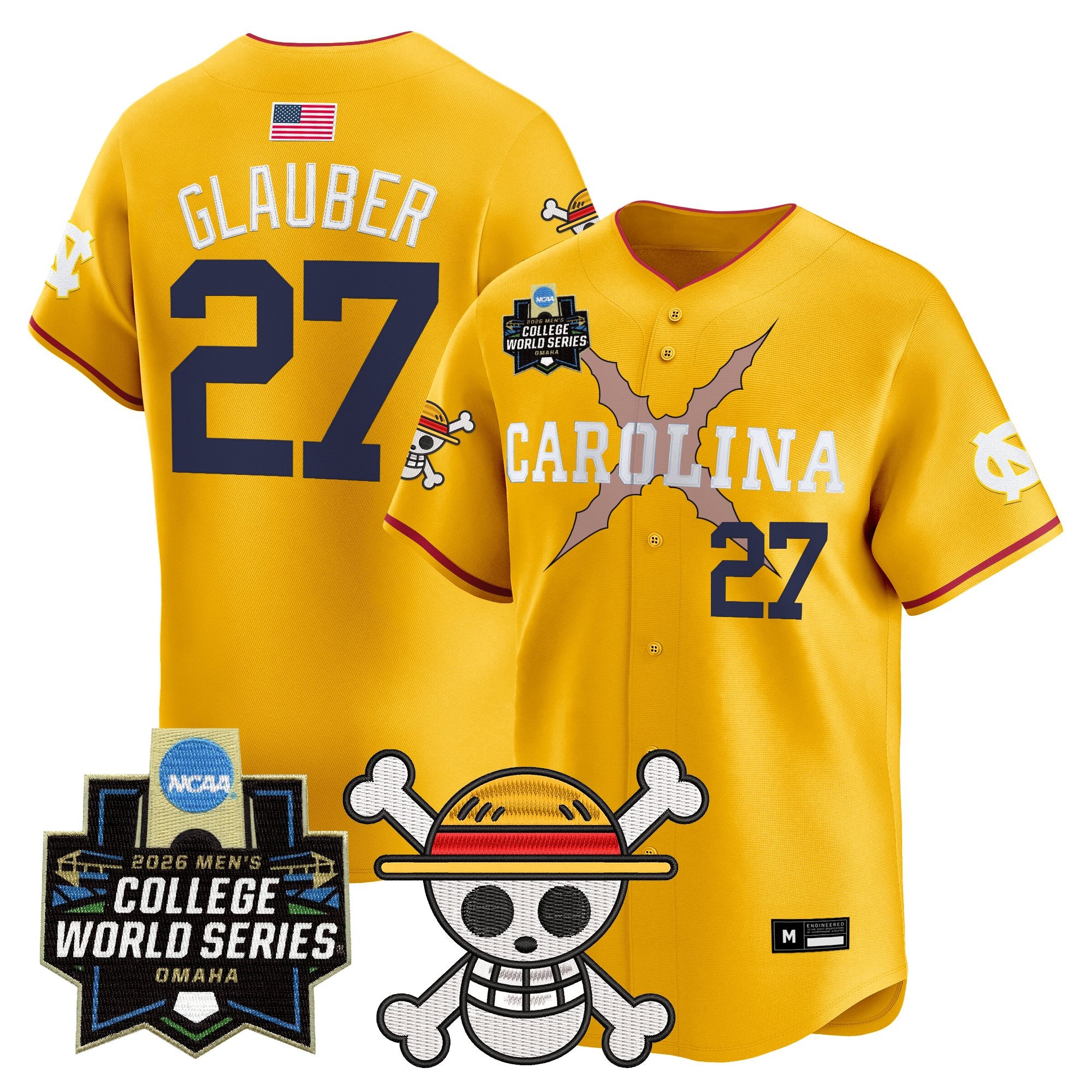Men's North Carolina Tar Heels 2026 World Series x One Piece Vapor Premier Limited Jersey - All Stitched