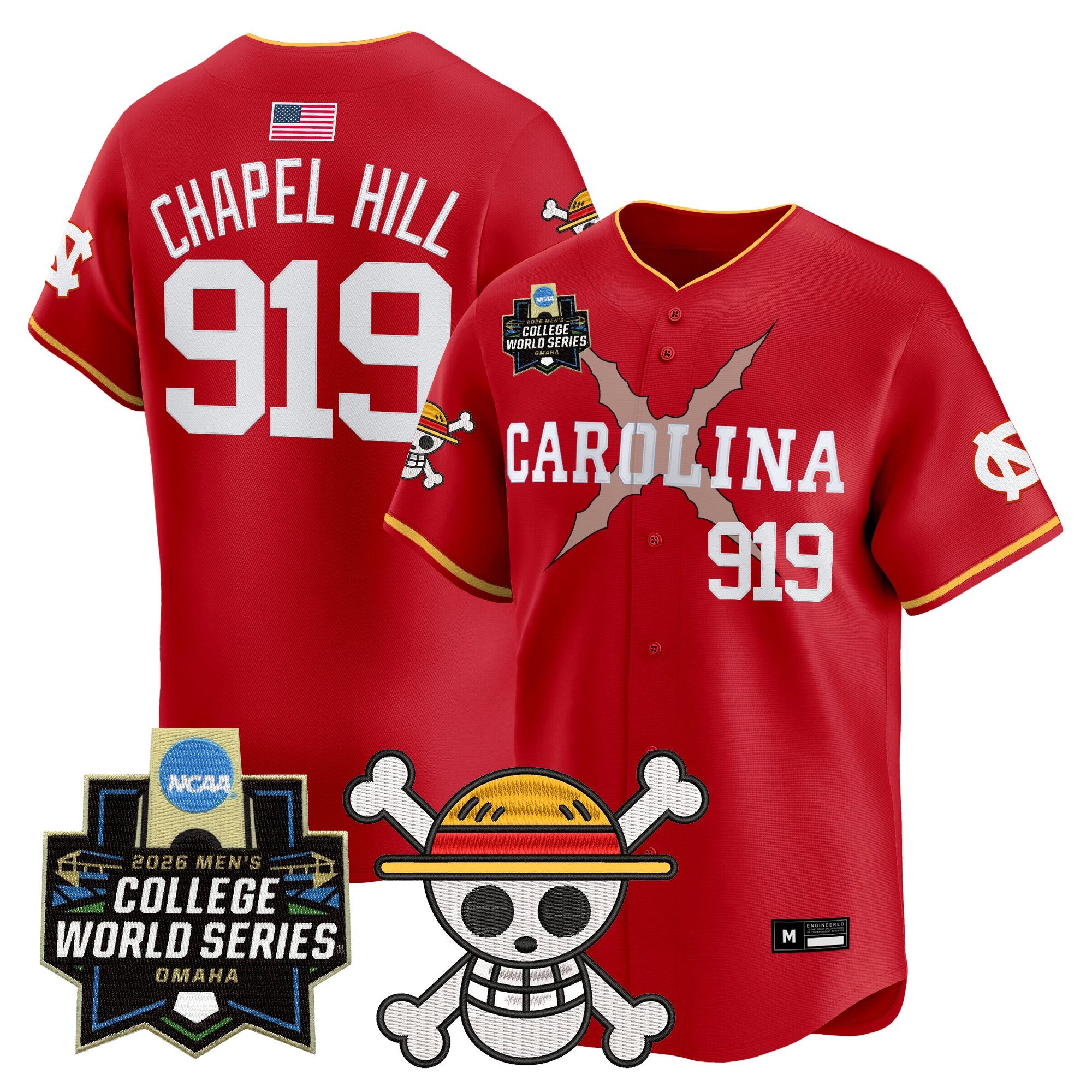 Men's North Carolina Tar Heels 2026 World Series x One Piece Vapor Premier Limited Jersey - All Stitched