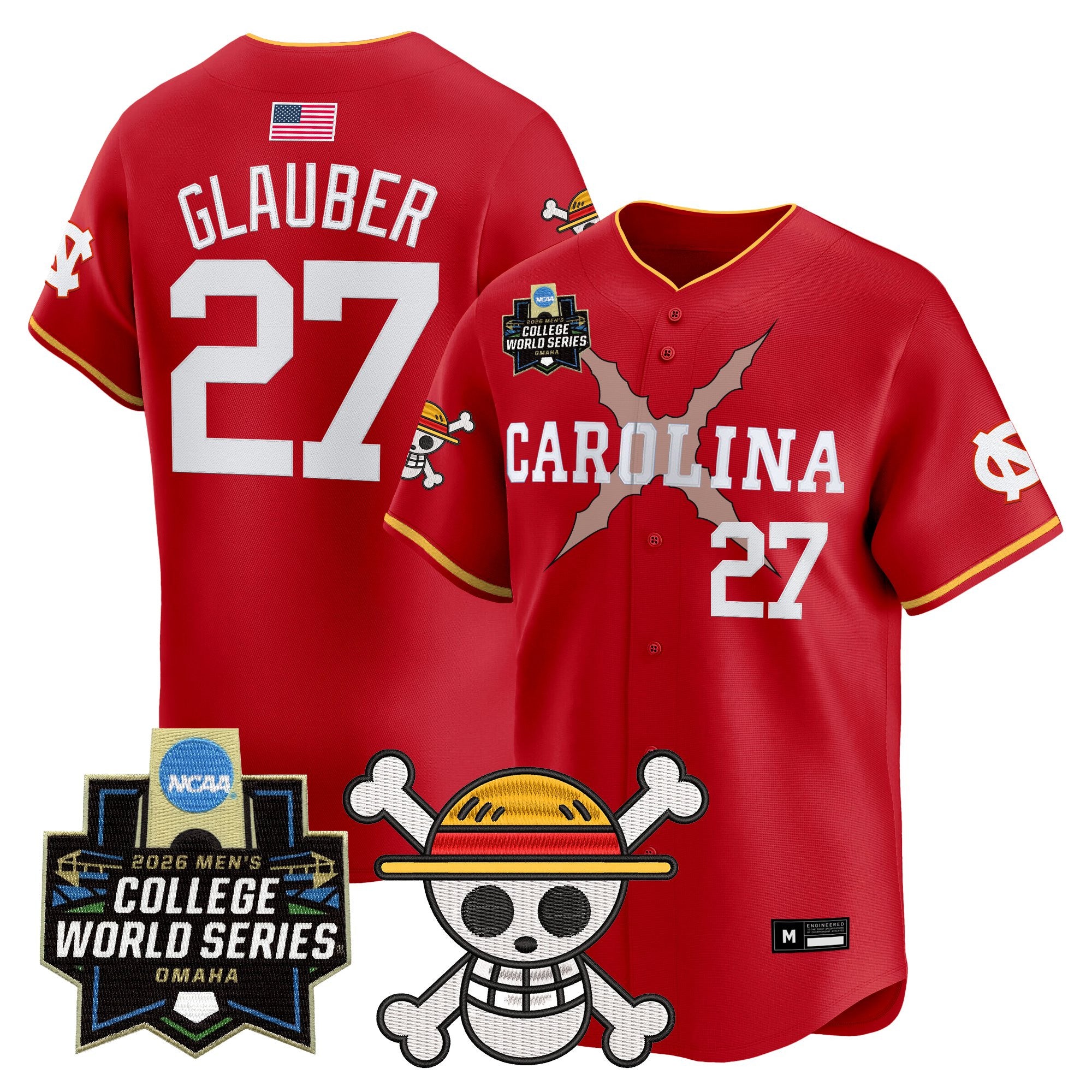 Men's North Carolina Tar Heels 2026 World Series x One Piece Vapor Premier Limited Jersey - All Stitched