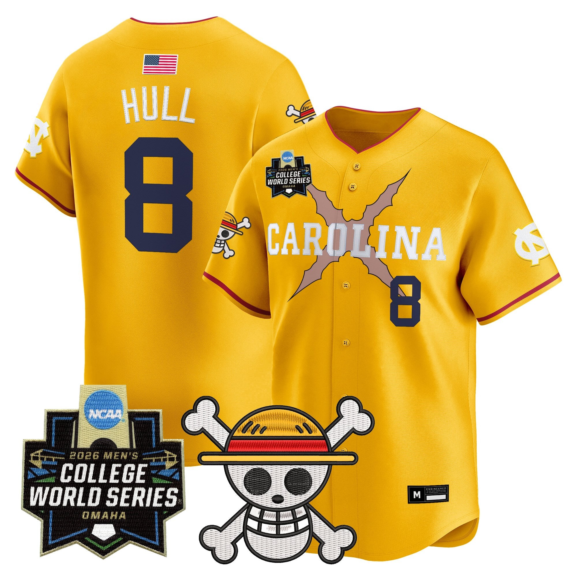 Men's North Carolina Tar Heels 2026 World Series x One Piece Vapor Premier Limited Jersey - All Stitched