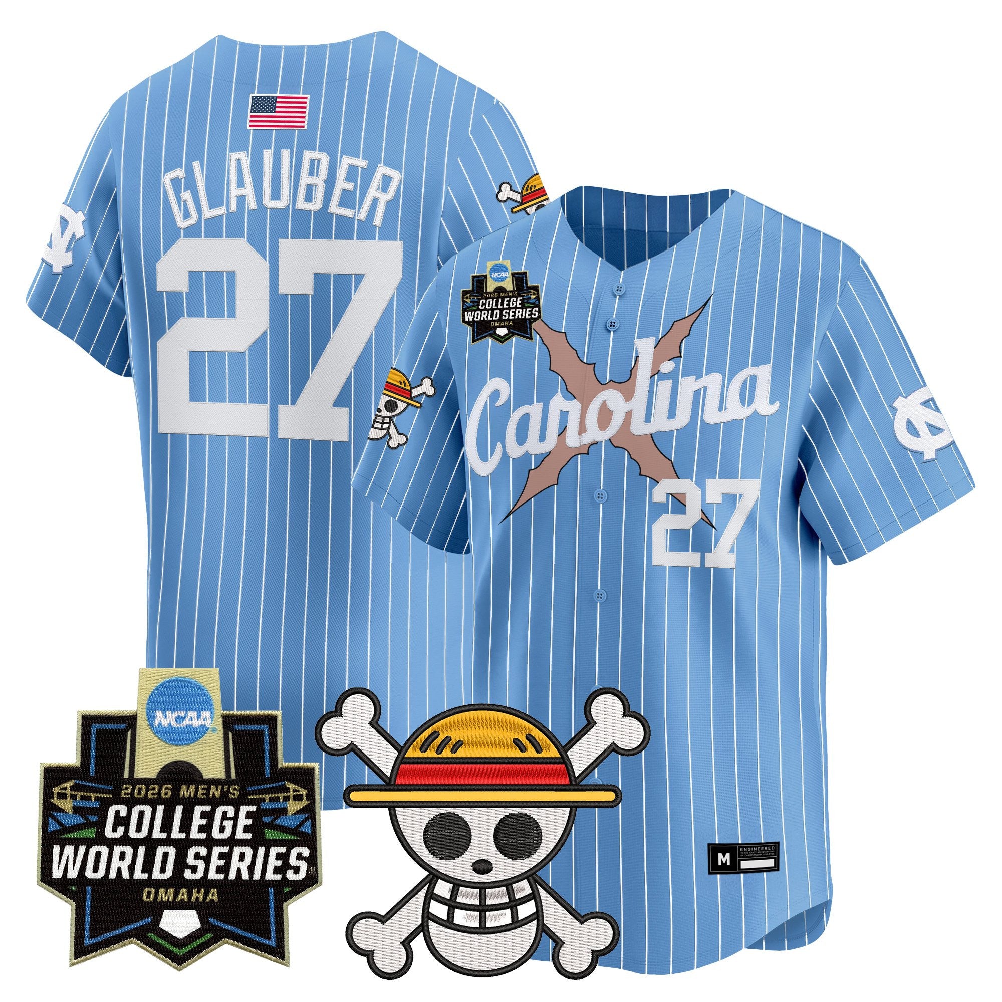 Men's North Carolina Tar Heels 2026 World Series x One Piece Vapor Premier Limited Jersey - All Stitched