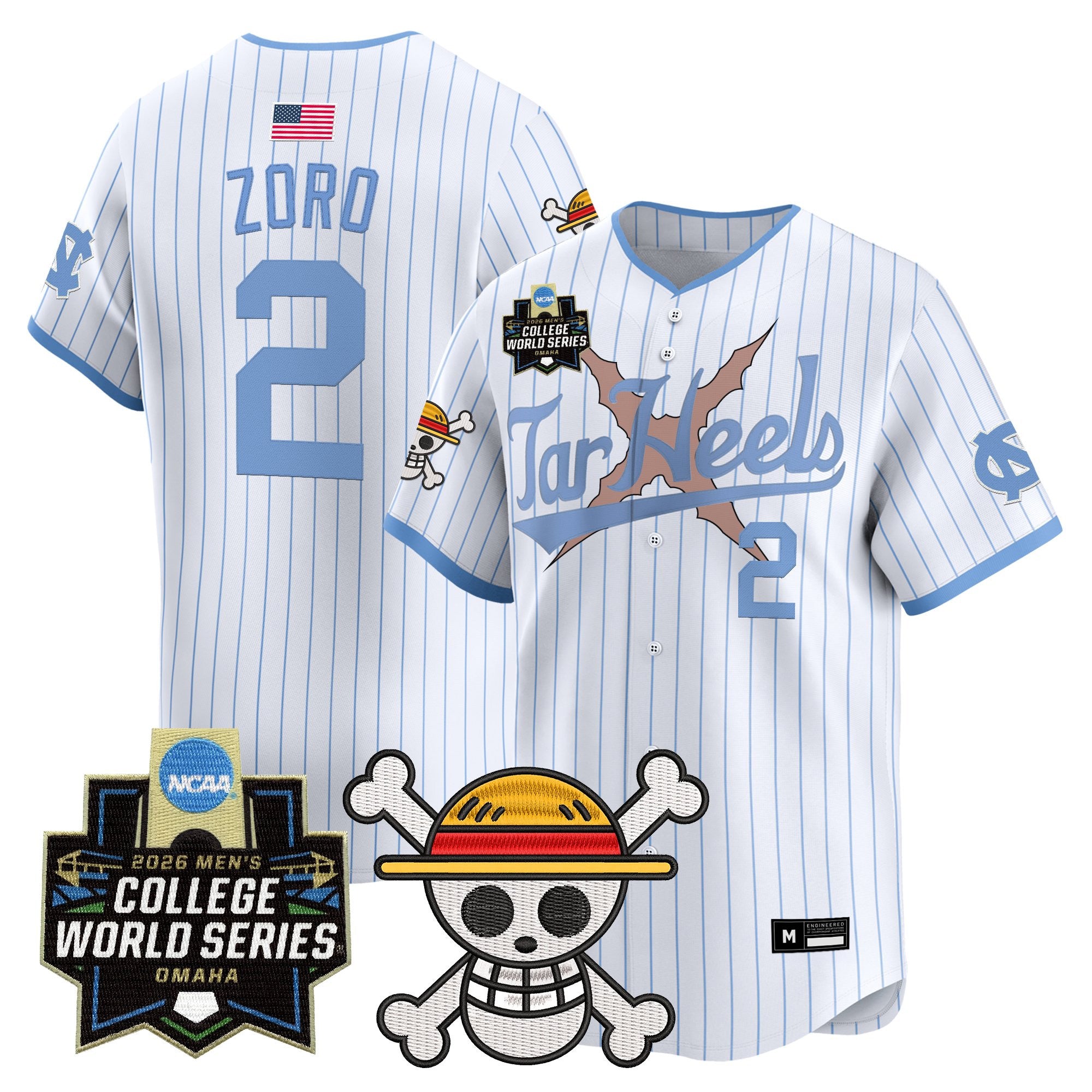 Men's North Carolina Tar Heels 2026 World Series x One Piece Vapor Premier Limited Jersey - All Stitched