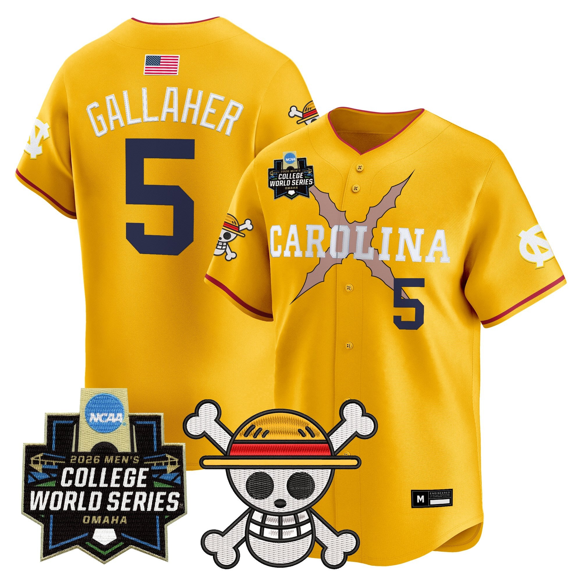 Men's North Carolina Tar Heels 2026 World Series x One Piece Vapor Premier Limited Jersey - All Stitched
