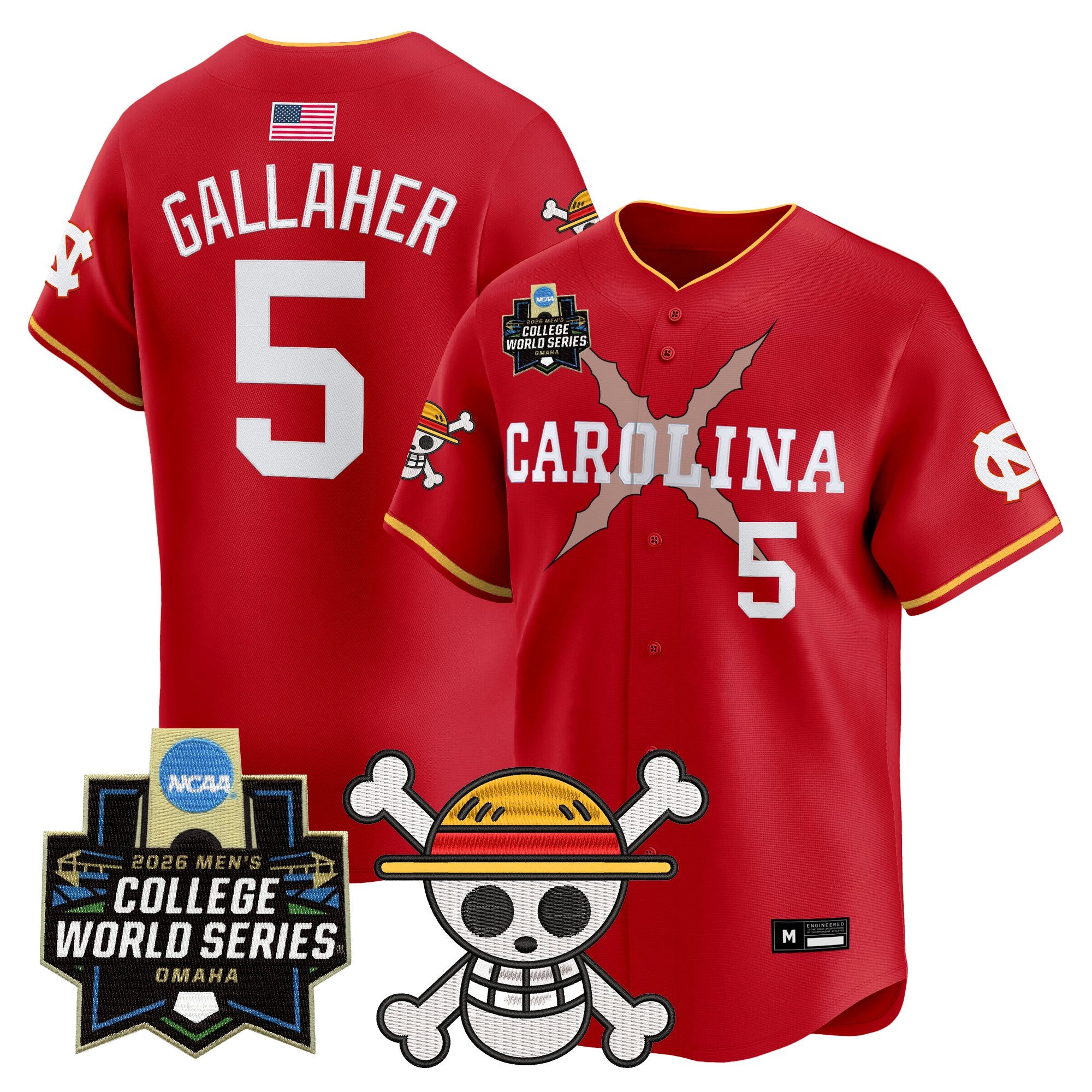Men's North Carolina Tar Heels 2026 World Series x One Piece Vapor Premier Limited Jersey - All Stitched