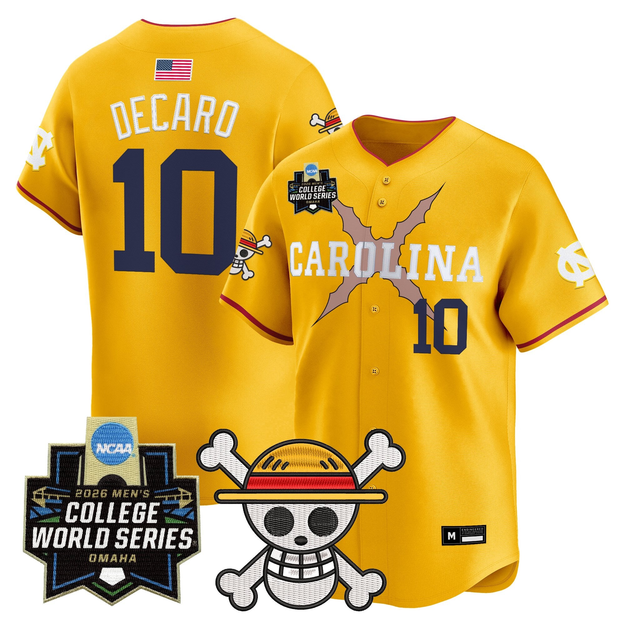 Men's North Carolina Tar Heels 2026 World Series x One Piece Vapor Premier Limited Jersey - All Stitched
