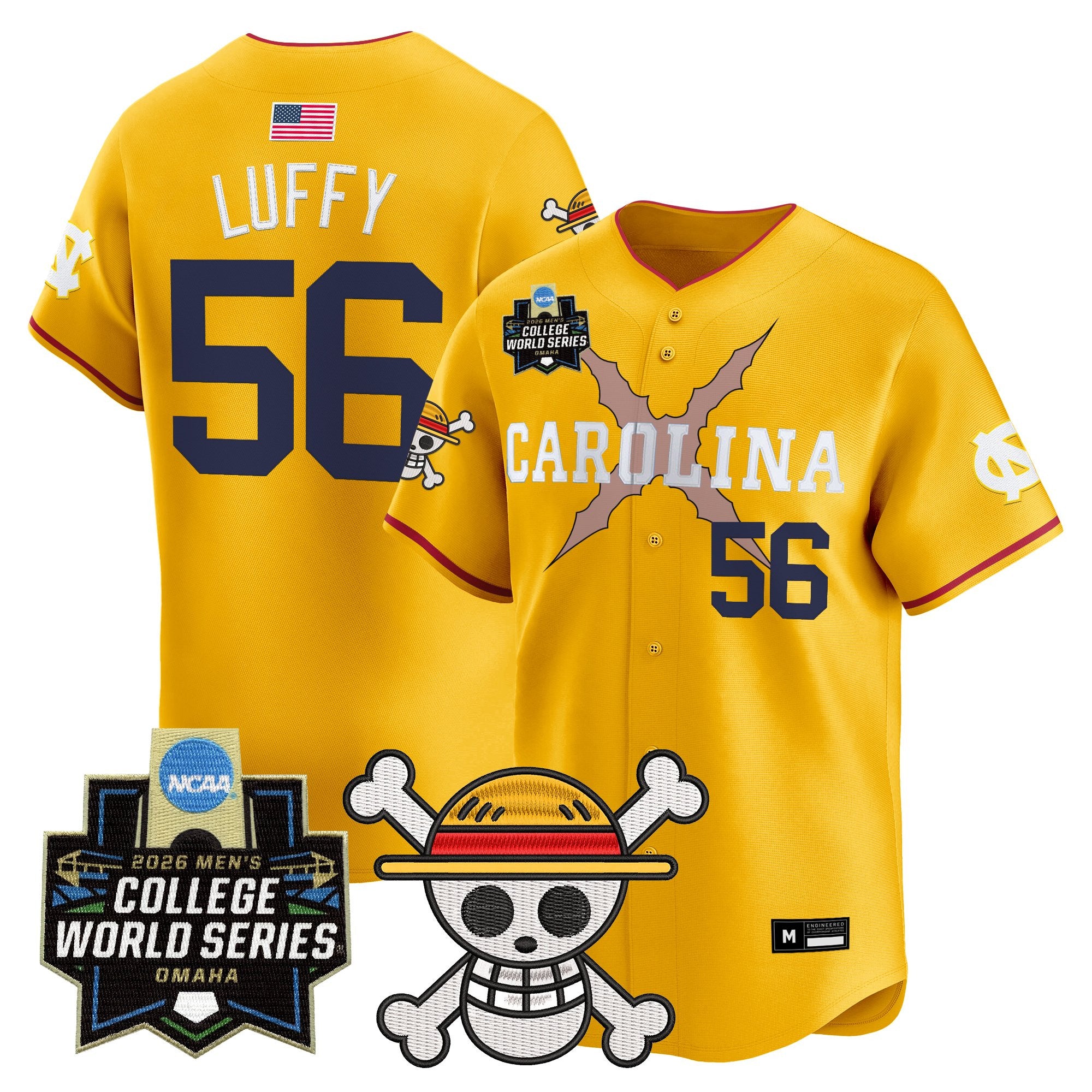 Men's North Carolina Tar Heels 2026 World Series x One Piece Vapor Premier Limited Jersey - All Stitched