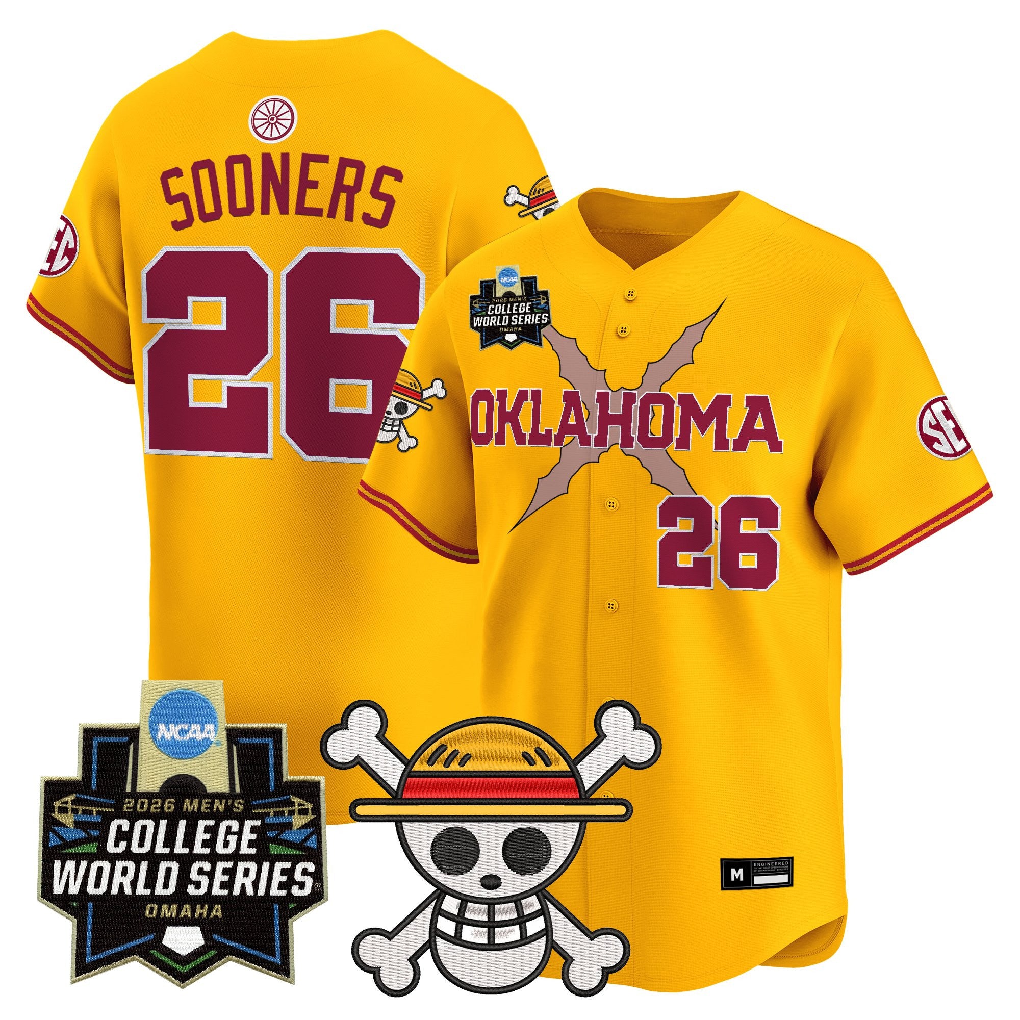 Men's Oklahoma Sooners 2026 World Series x One Piece Vapor Premier Limited Jersey - All Stitched