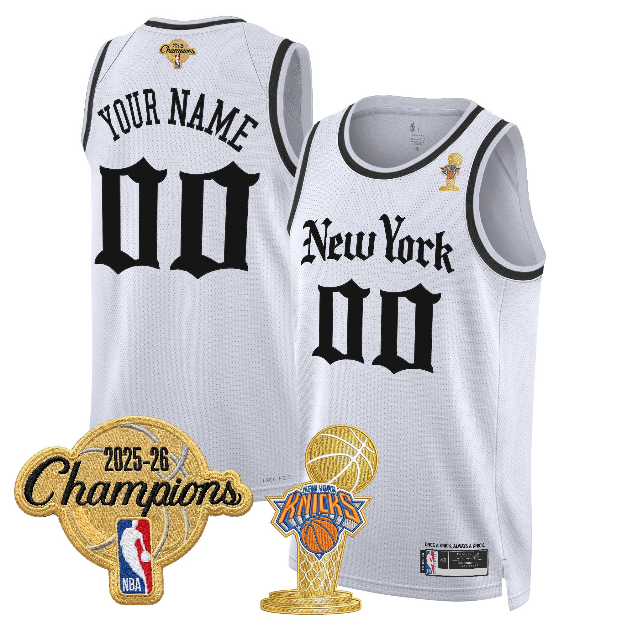 New York Knicks 2026 Champions Patch Custom Swingman Jersey - Gothic Edition- All Stitched