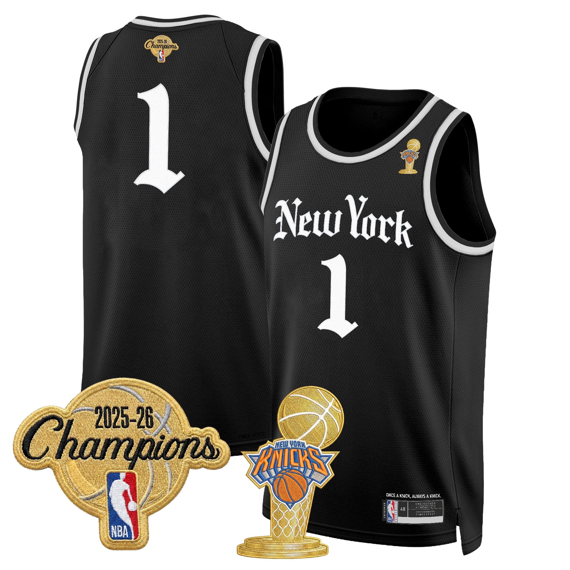 Men's New York Knicks 2026 Champions Patch Swingman Jersey - Gothic Edition- All Stitched