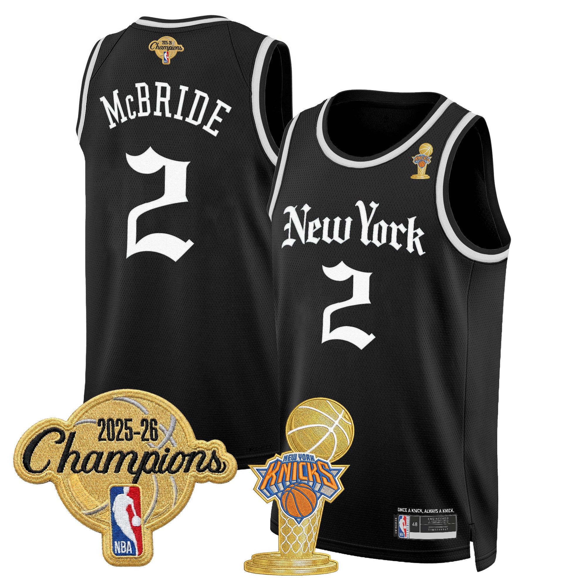 Men's New York Knicks 2026 Champions Patch Swingman Jersey - Gothic Edition- All Stitched