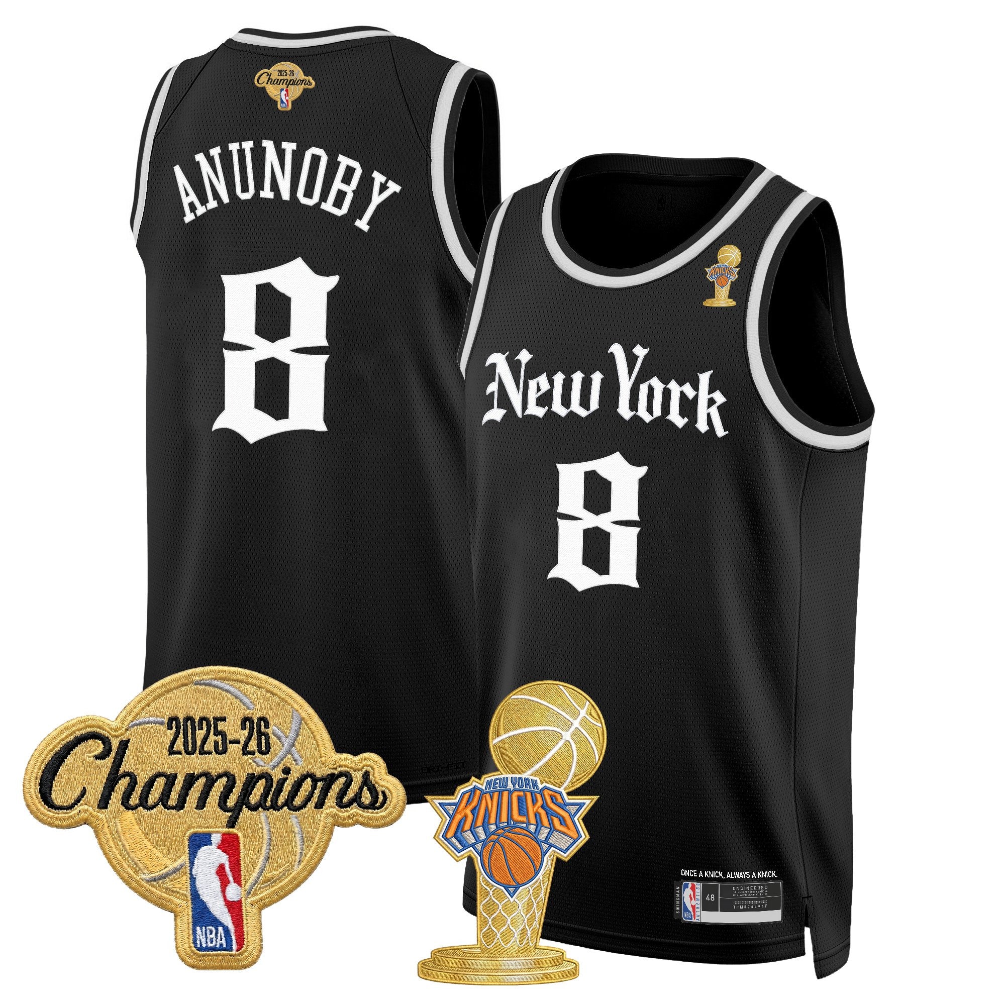 Men's New York Knicks 2026 Champions Patch Swingman Jersey - Gothic Edition- All Stitched