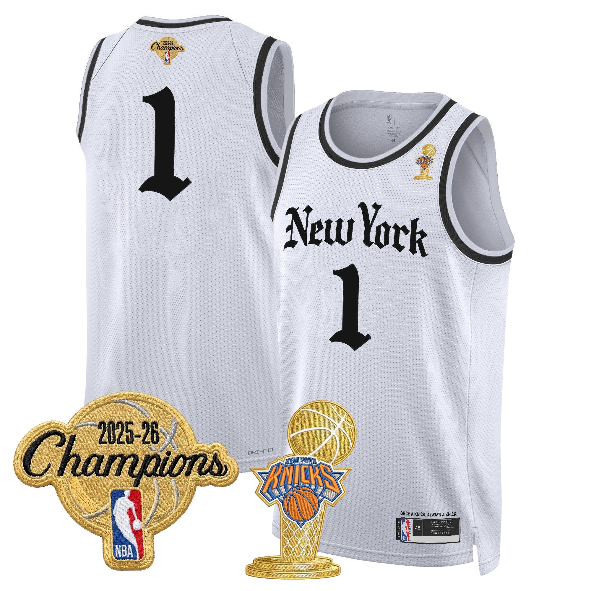 Men's New York Knicks 2026 Champions Patch Swingman Jersey - Gothic Edition- All Stitched