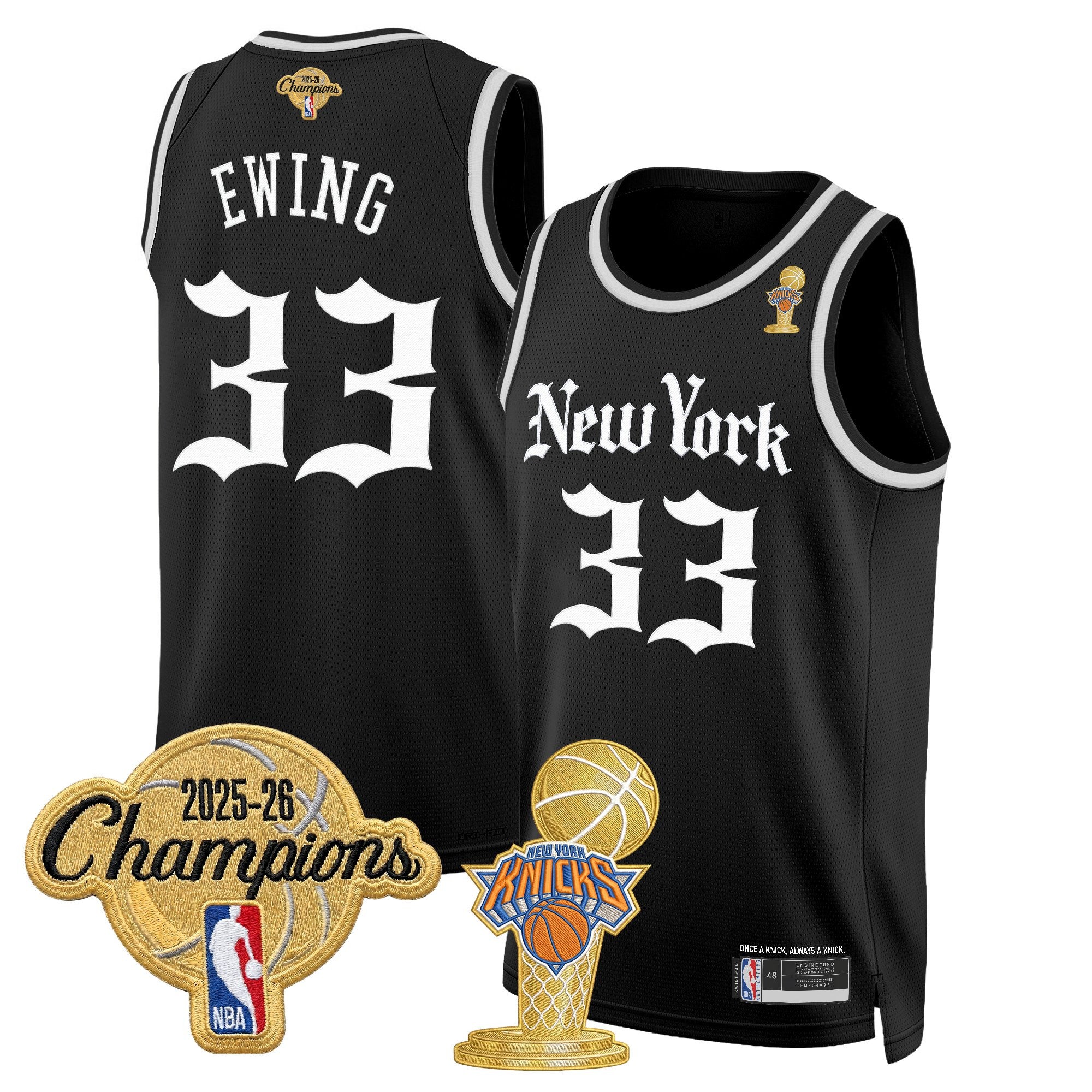 Men's New York Knicks 2026 Champions Patch Swingman Jersey - Gothic Edition- All Stitched