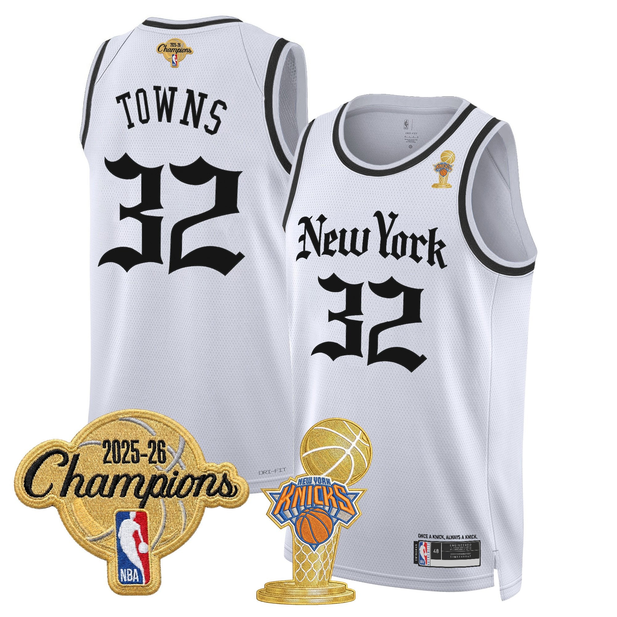 Men's New York Knicks 2026 Champions Patch Swingman Jersey - Gothic Edition- All Stitched