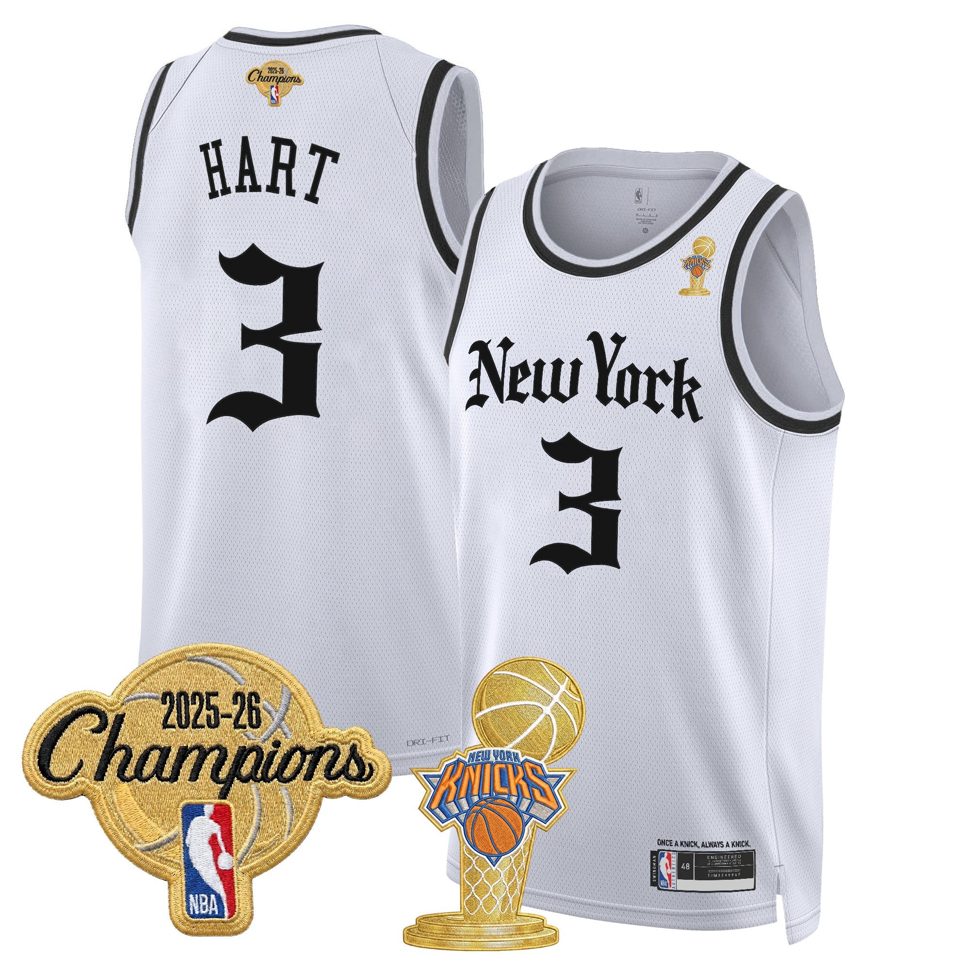 Men's New York Knicks 2026 Champions Patch Swingman Jersey - Gothic Edition- All Stitched