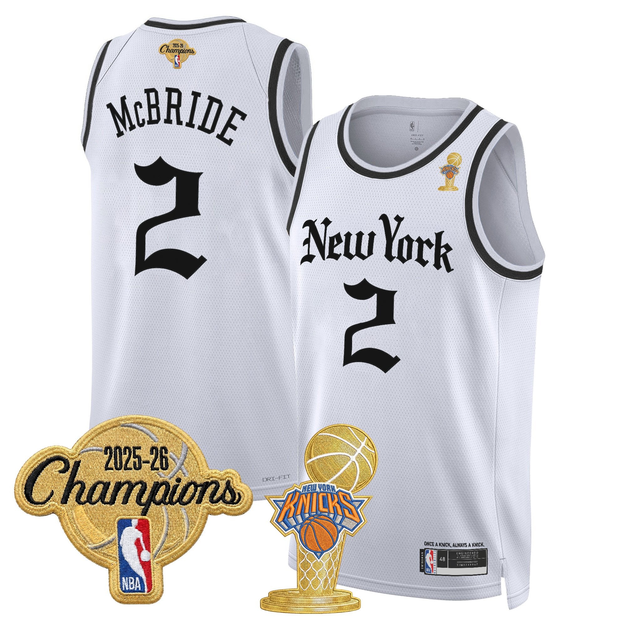 Men's New York Knicks 2026 Champions Patch Swingman Jersey - Gothic Edition- All Stitched