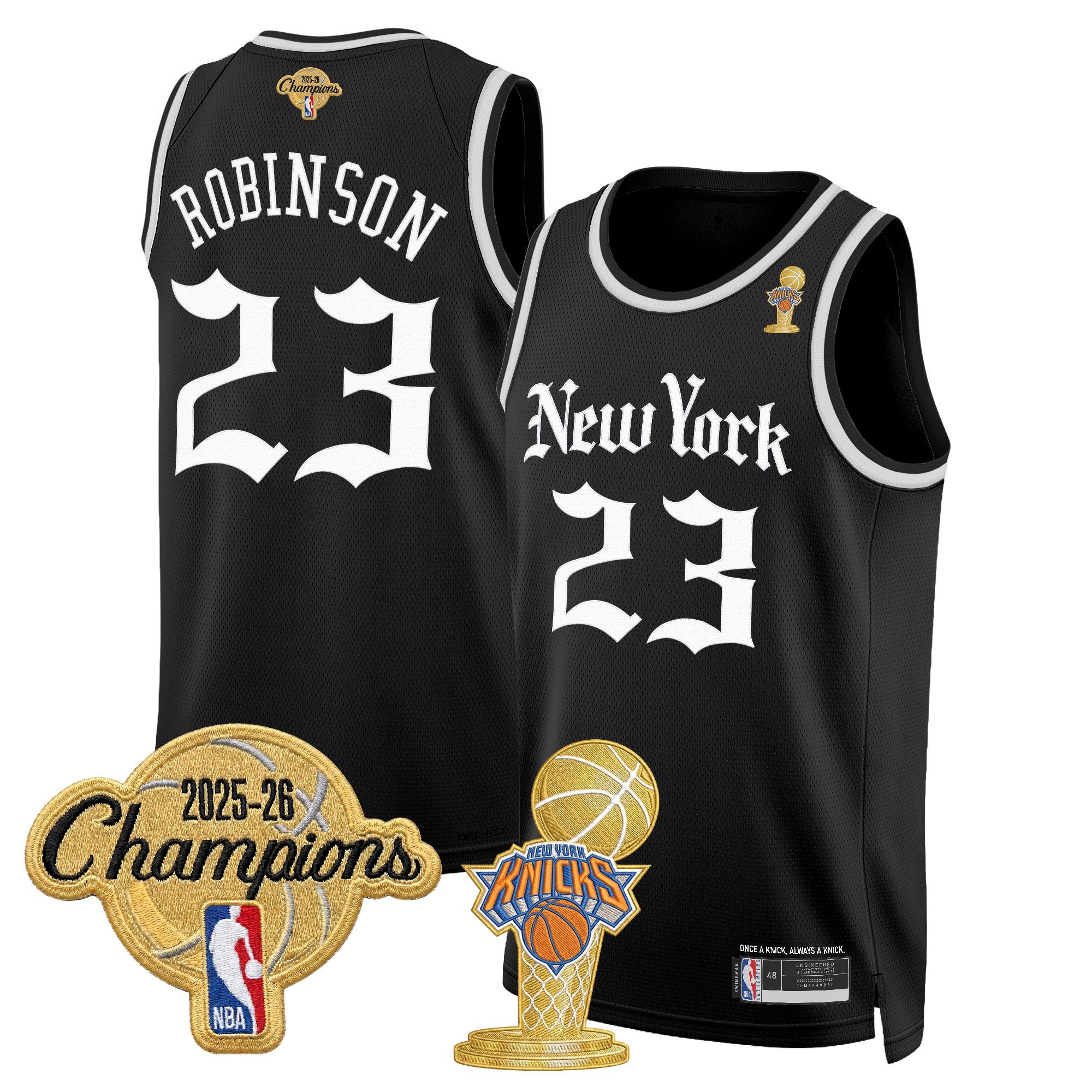 Men's New York Knicks 2026 Champions Patch Swingman Jersey - Gothic Edition- All Stitched