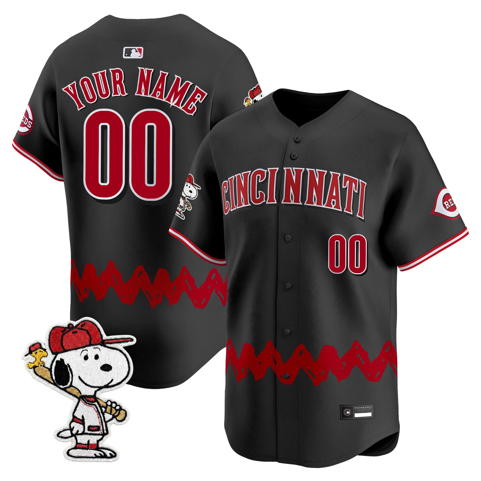 Cincinnati Reds x Peanuts Vapor Premier Limited Custom Jersey - Stitched