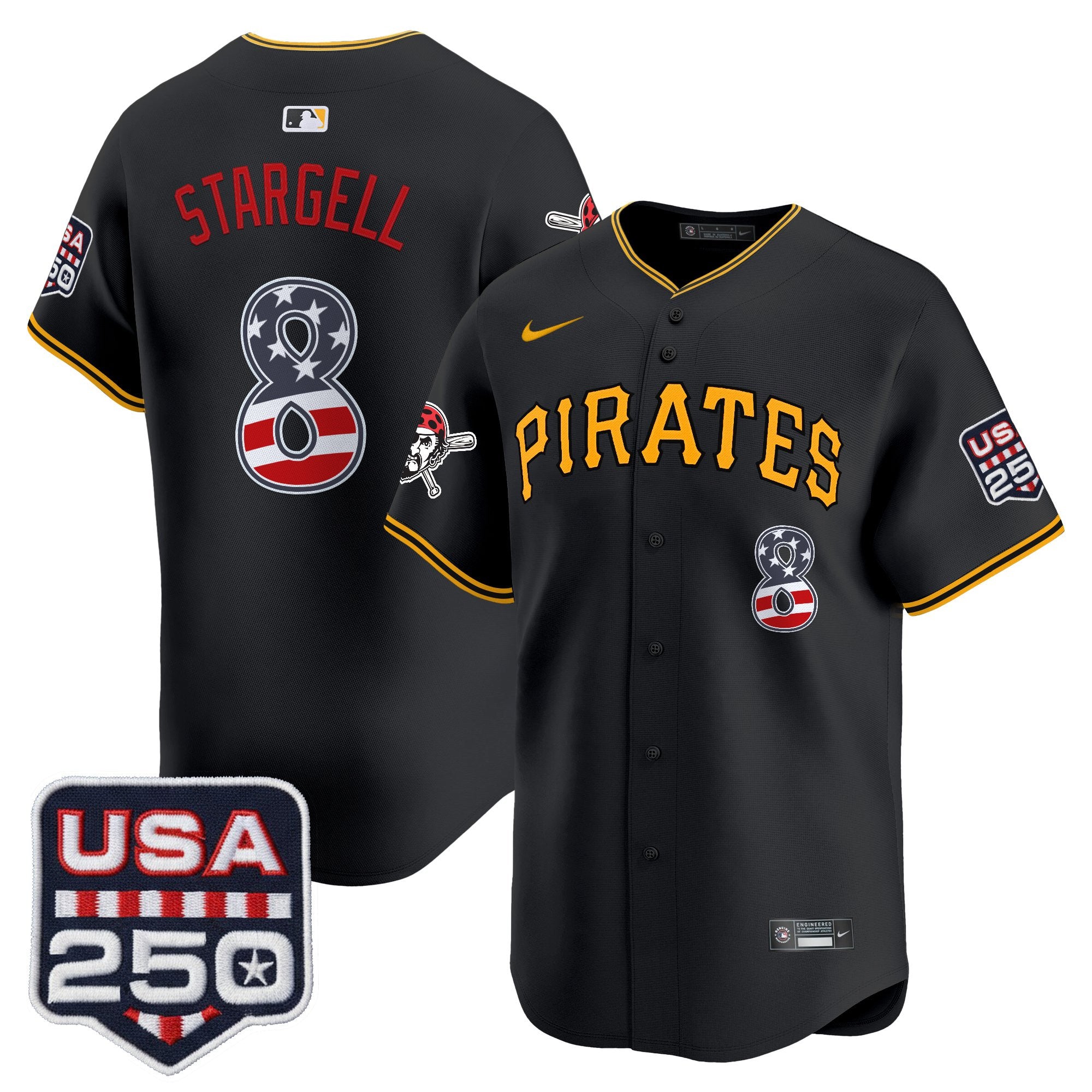 Men's Pittsburgh Pirates USA 250 Fourth of July Vapor Premier Limited Jersey - All Stitched