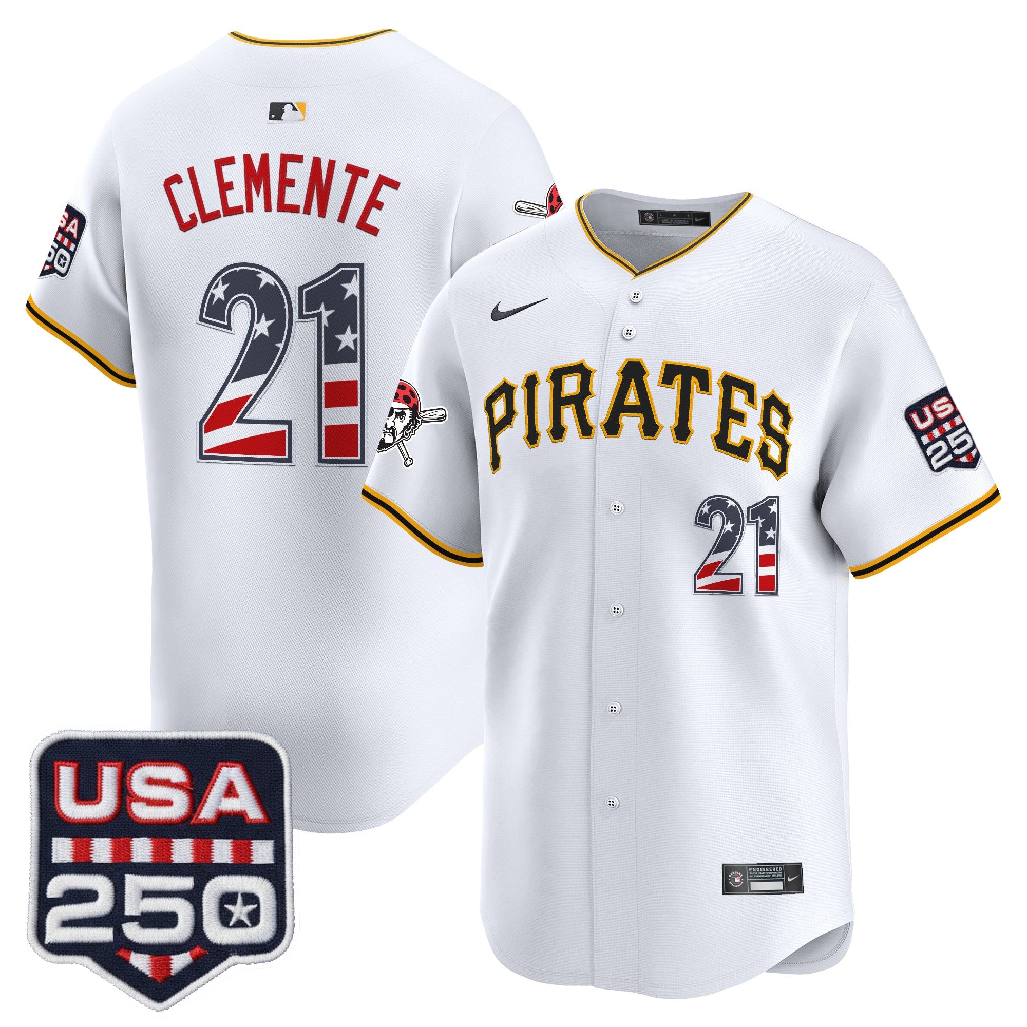 Men's Pittsburgh Pirates USA 250 Fourth of July Vapor Premier Limited Jersey - All Stitched