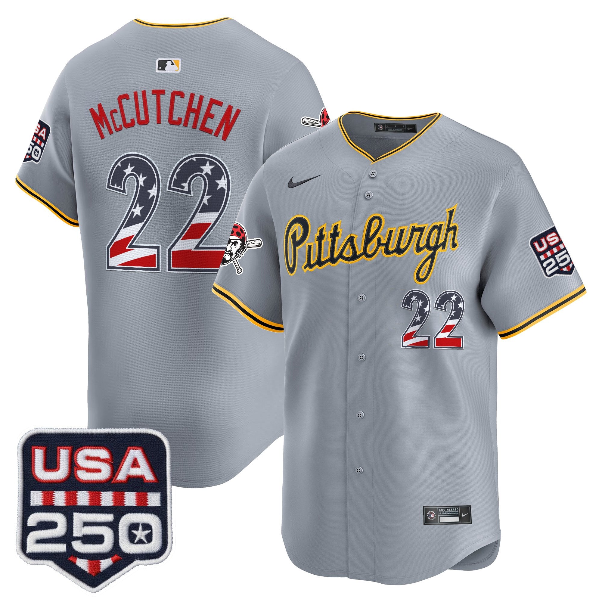 Men's Pittsburgh Pirates USA 250 Fourth of July Vapor Premier Limited Jersey - All Stitched