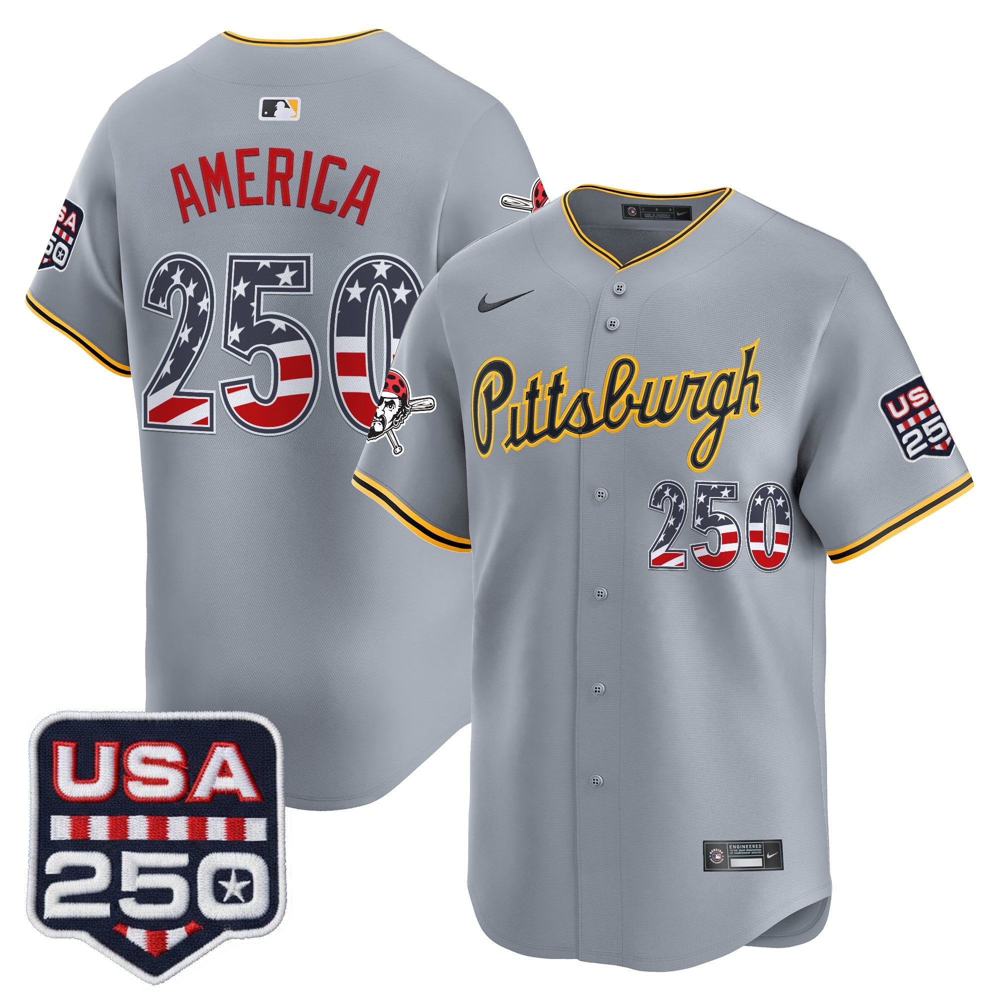 Men's Pittsburgh Pirates USA 250 Fourth of July Vapor Premier Limited Jersey - All Stitched