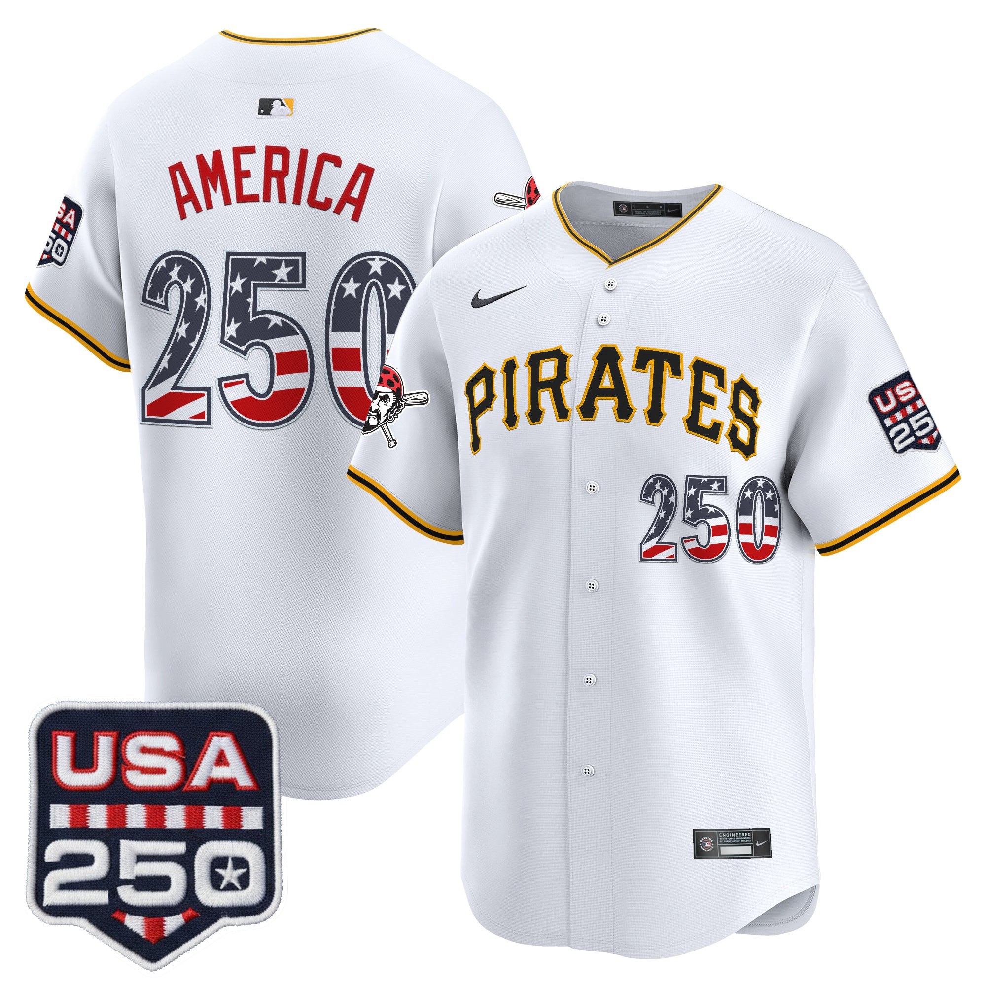 Men's Pittsburgh Pirates USA 250 Fourth of July Vapor Premier Limited Jersey - All Stitched