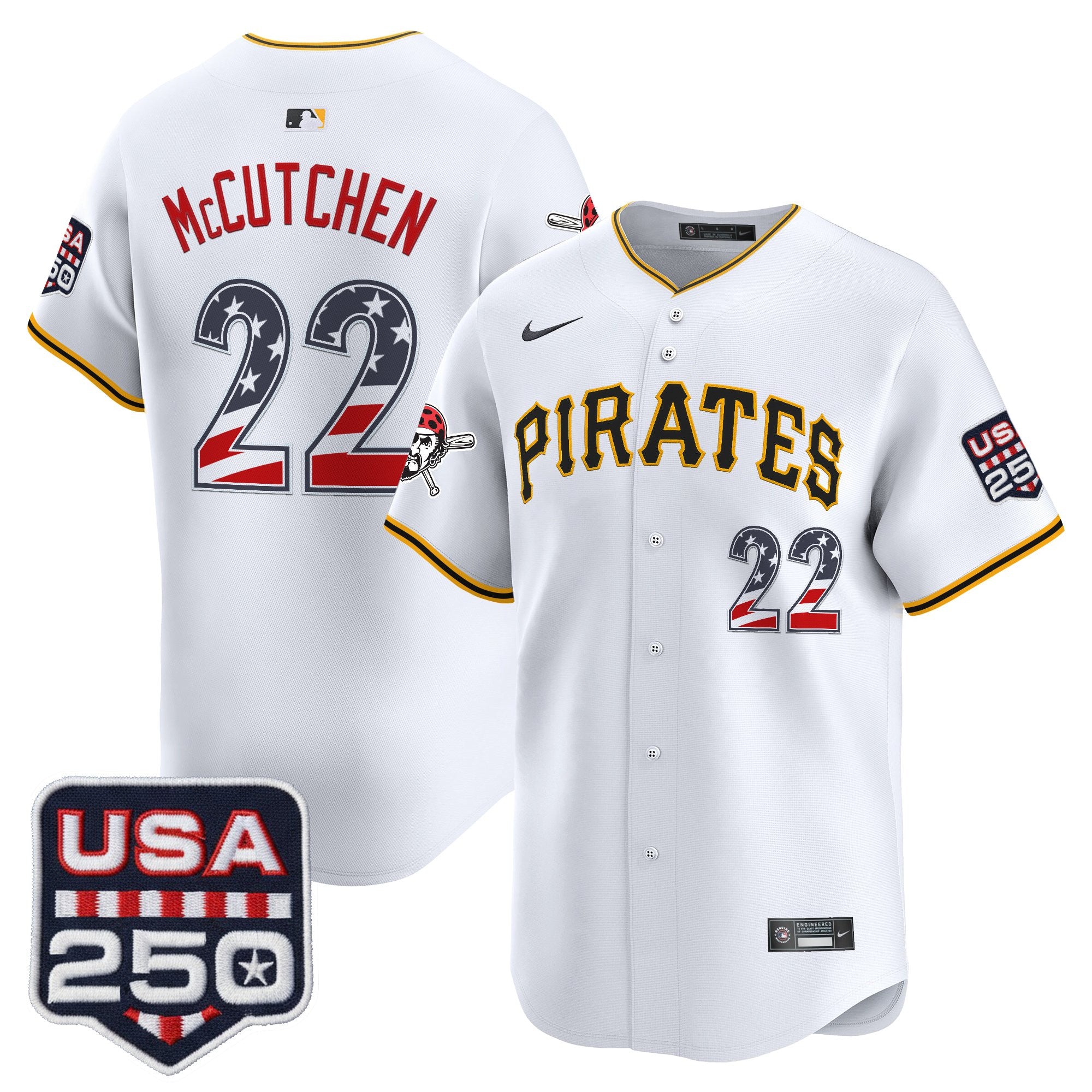Men's Pittsburgh Pirates USA 250 Fourth of July Vapor Premier Limited Jersey - All Stitched