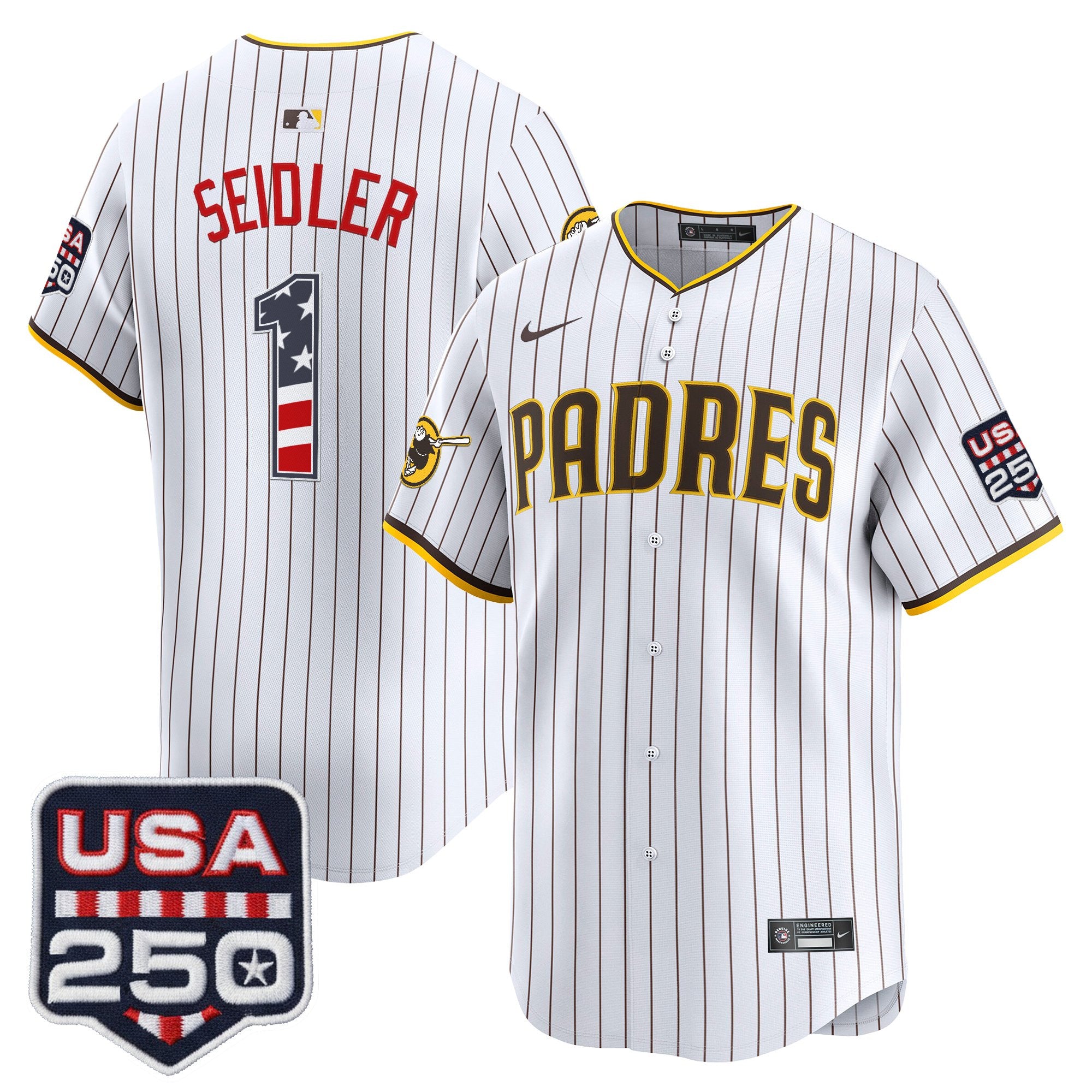 Men's San Diego Padres USA 250 Fourth of July Vapor Premier Limited Jersey - All Stitched